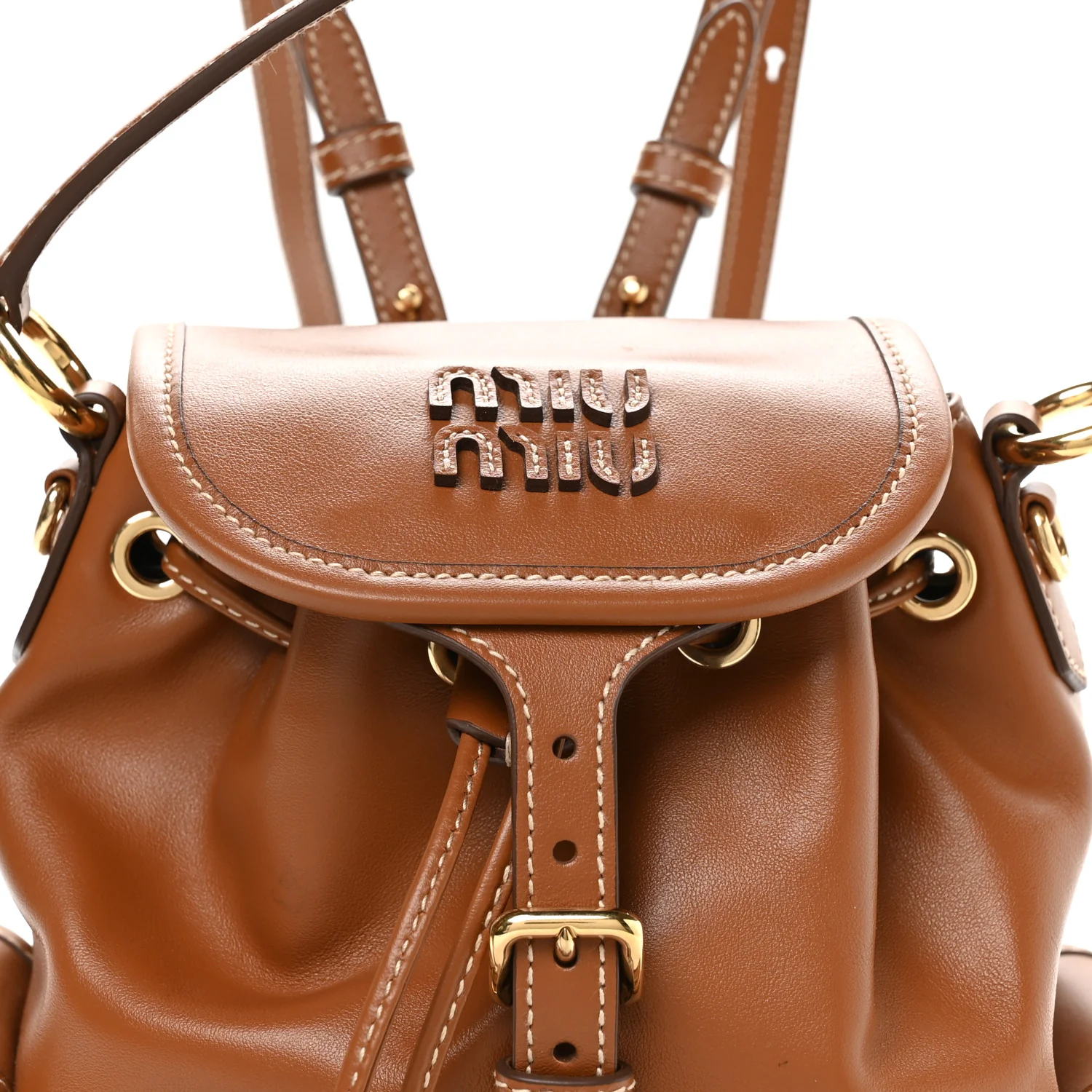 Soft Calfskin Medium Backpack Cognac - Image 6