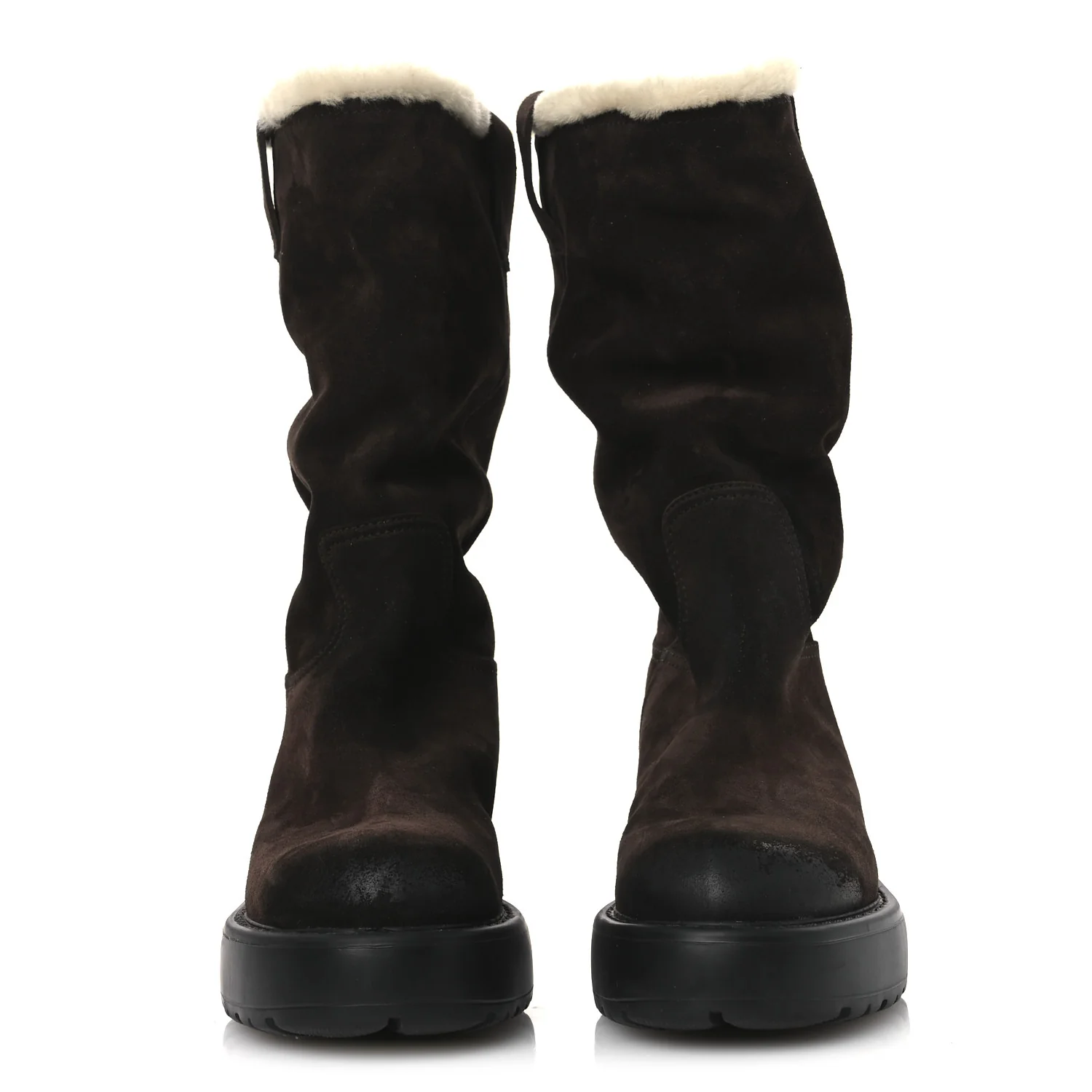 Suede Shearling Vintage Effect Mid Calf Boots 38 Morro - Image 3