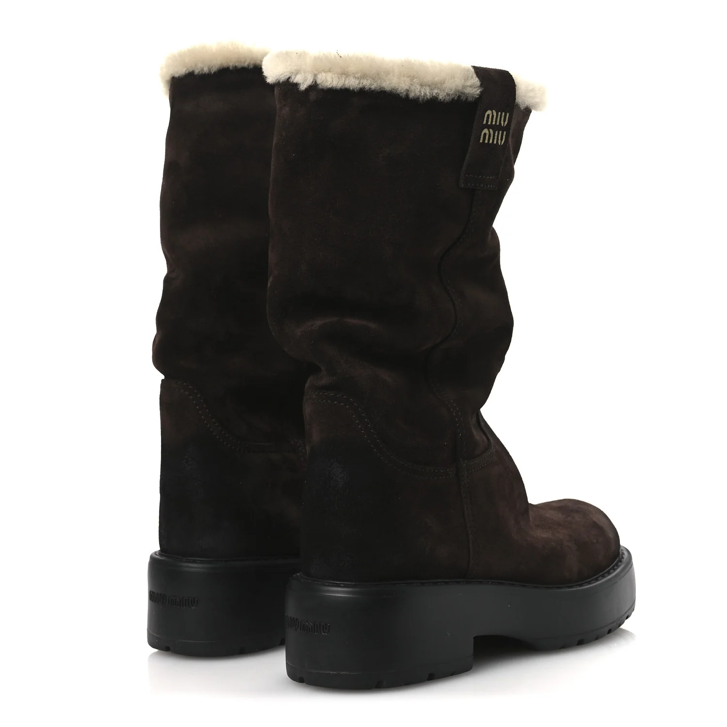 Suede Shearling Vintage Effect Mid Calf Boots 38 Morro - Image 5