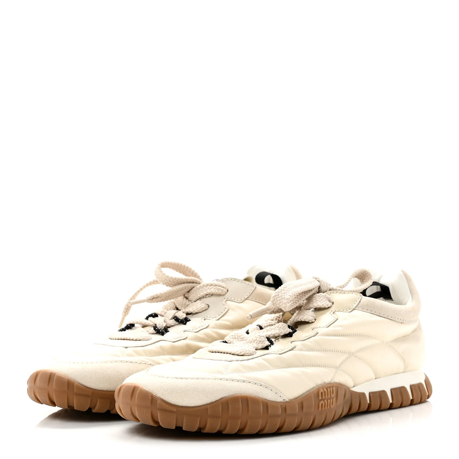 Technical Fabric Suede Womens Tyre Sneakers 40 Ivory - Image 4