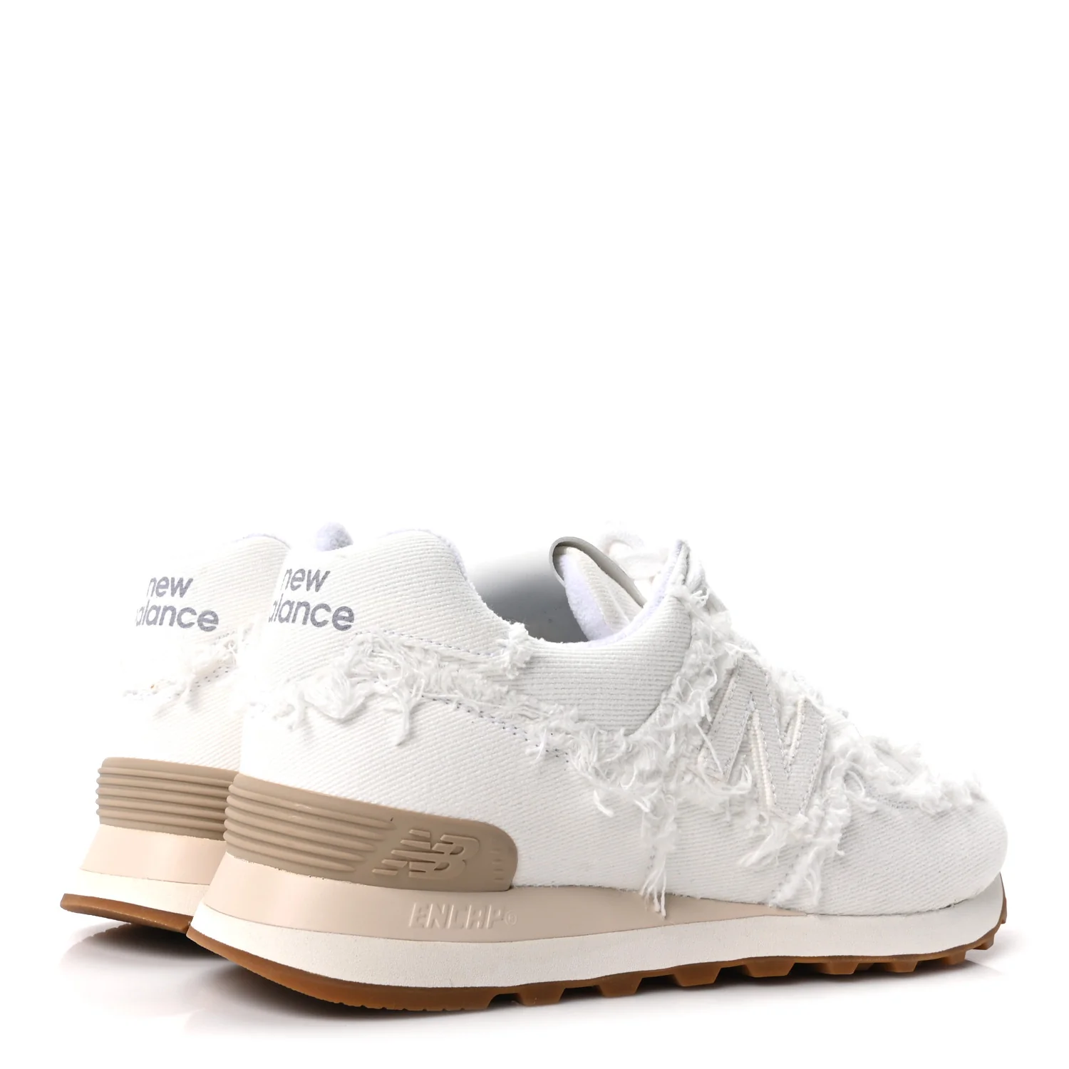 X NEW BALANCE Denim Marmorizzato 574 Sneakers 38.5 White - Image 5