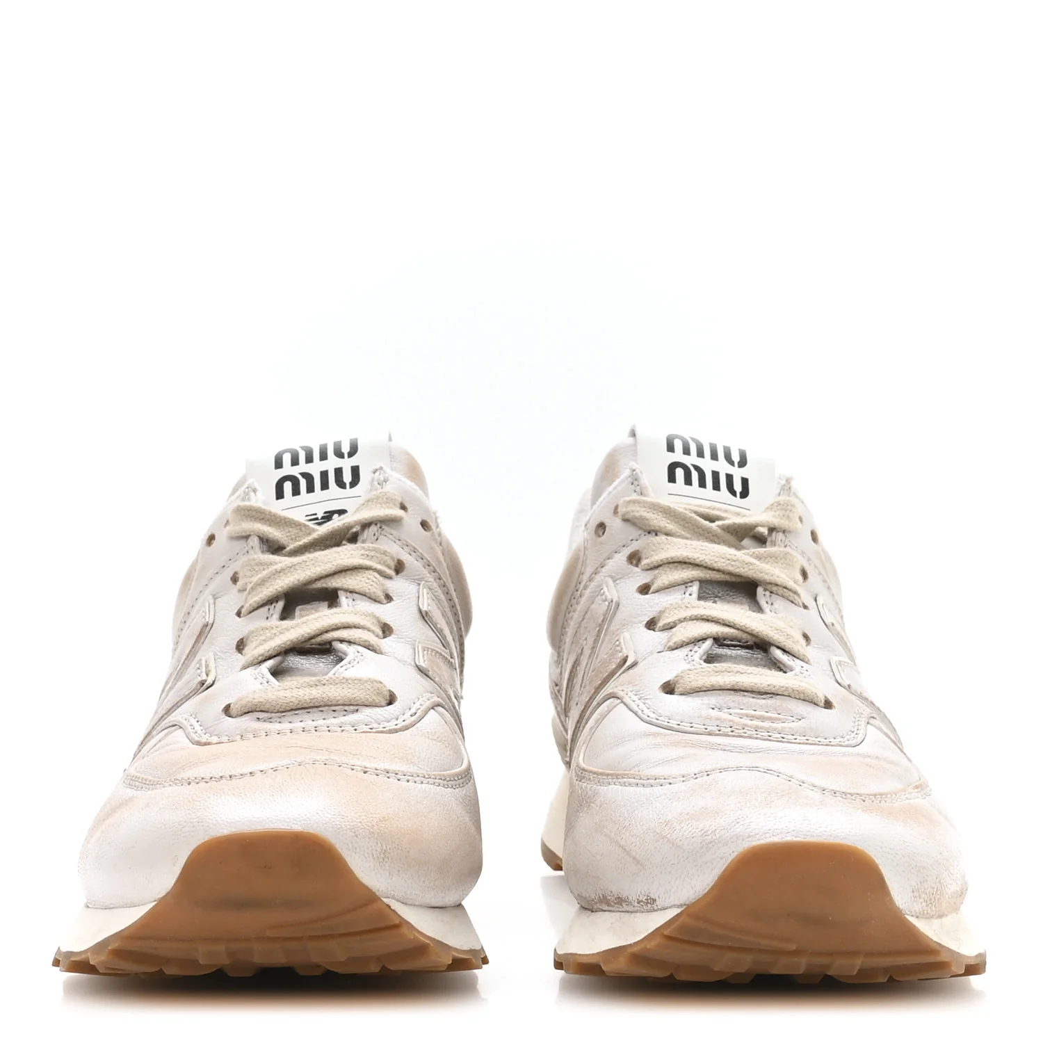 X NEW BALANCE Distressed Nappa 574 Sneakers 37.5 White - Image 3