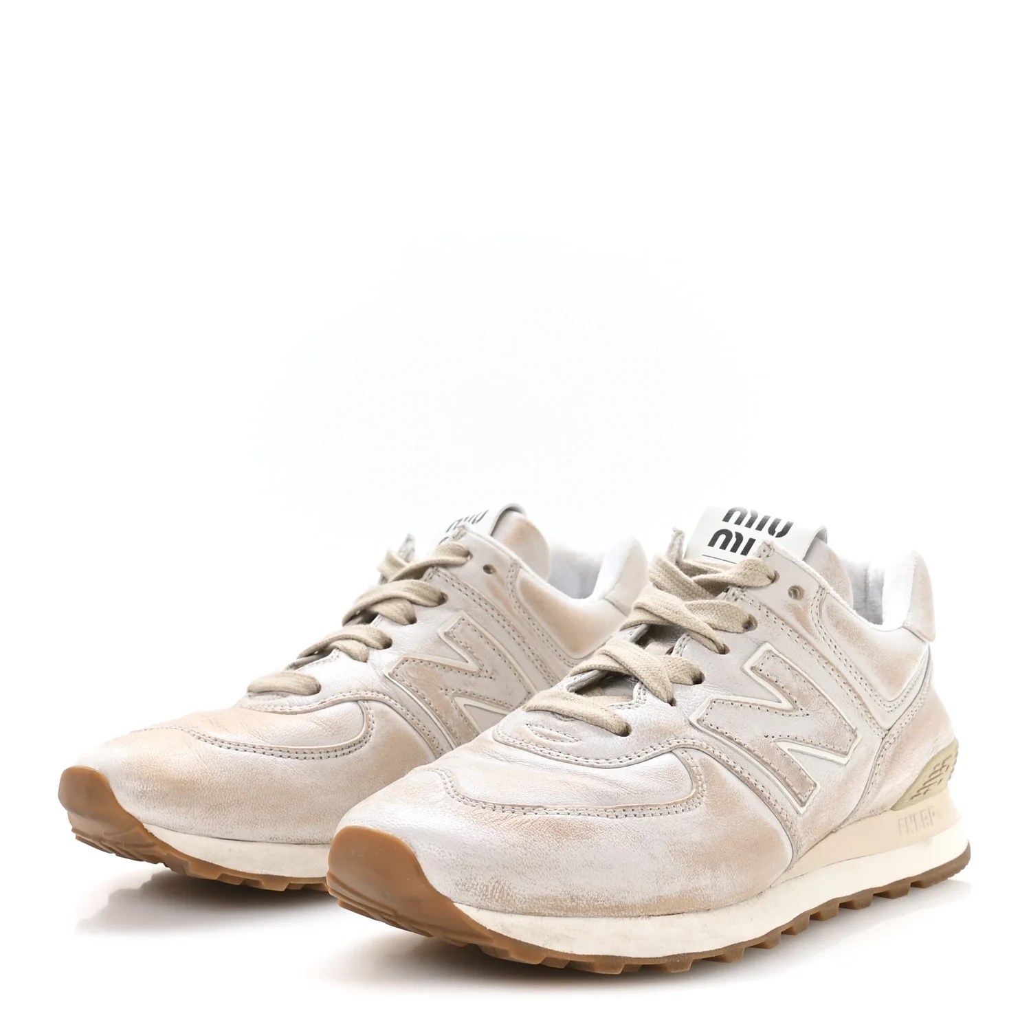X NEW BALANCE Distressed Nappa 574 Sneakers 37.5 White - Image 4