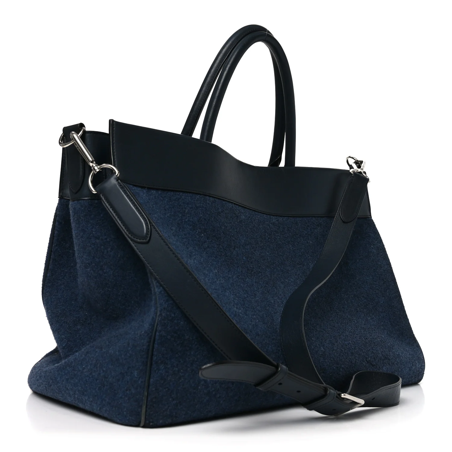 Felt Calfskin Oversized Iris Weekend Bag Midnight - Image 4