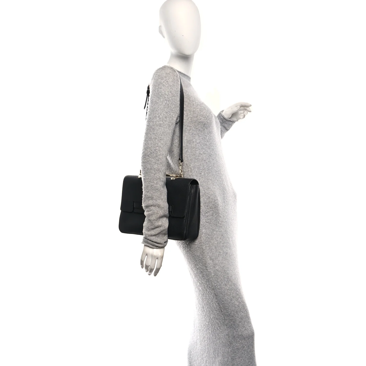 Grainy Calfskin Large Bayswater Shoulder Bag Black - Image 2
