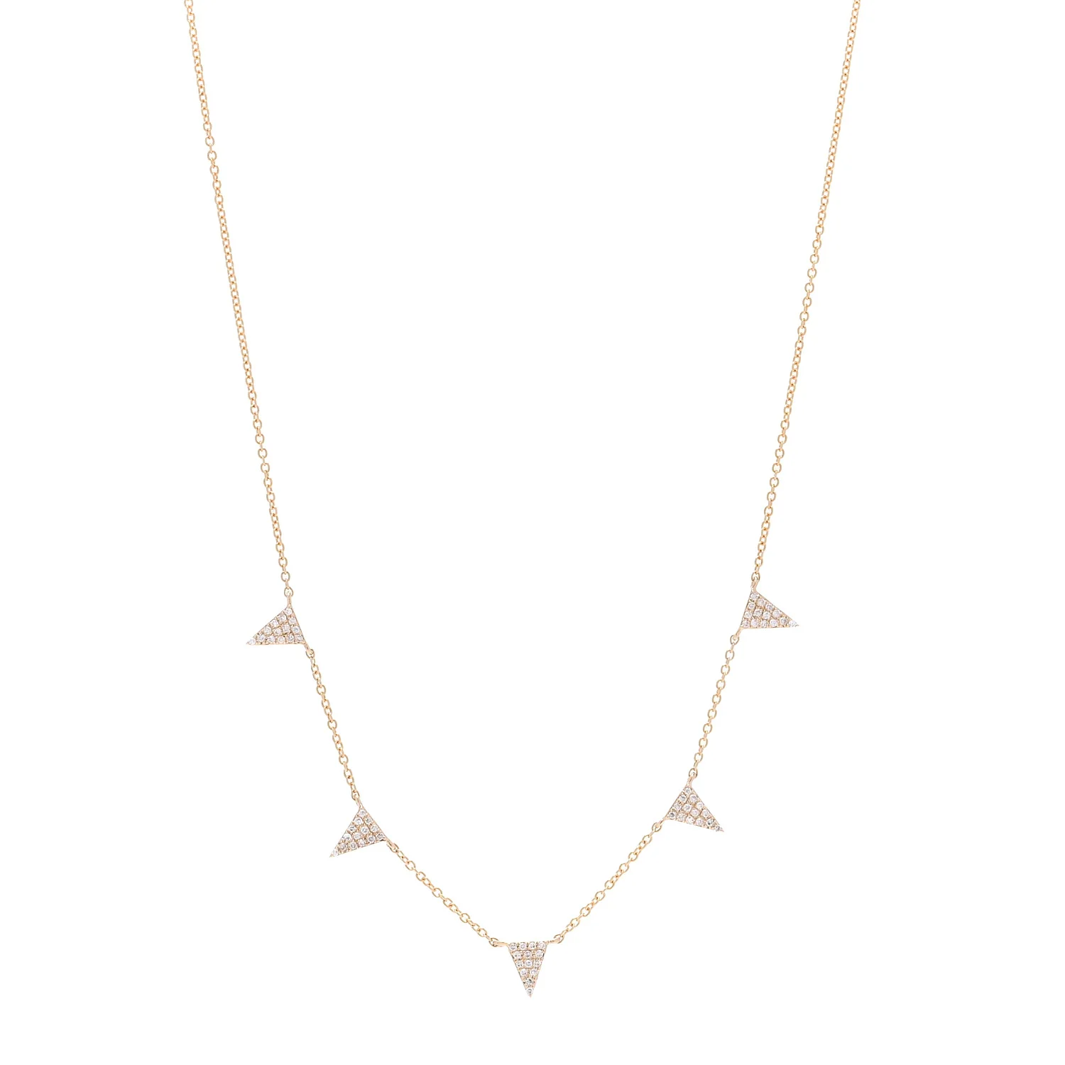 14K Rose Gold Diamond .17ctw Triangle Five Station Necklace