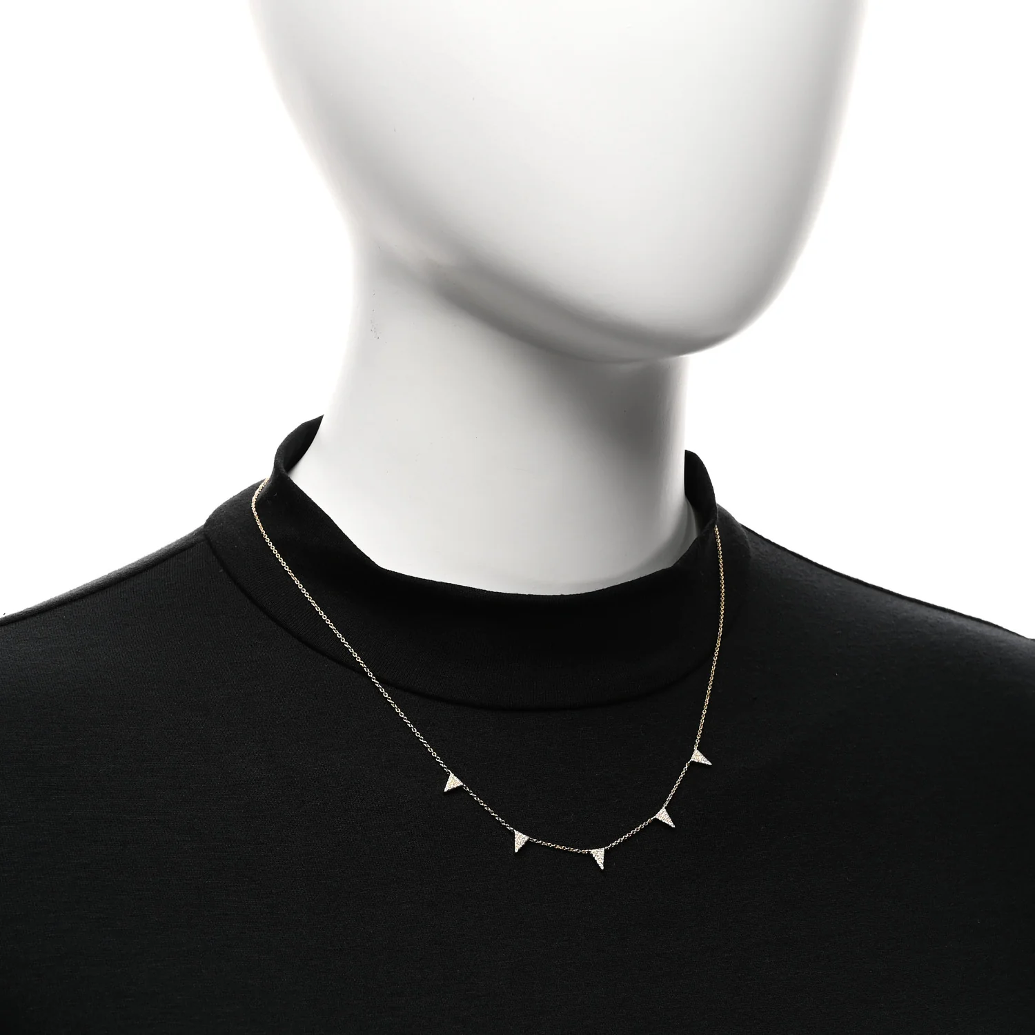 14K Rose Gold Diamond .17ctw Triangle Five Station Necklace - Image 2
