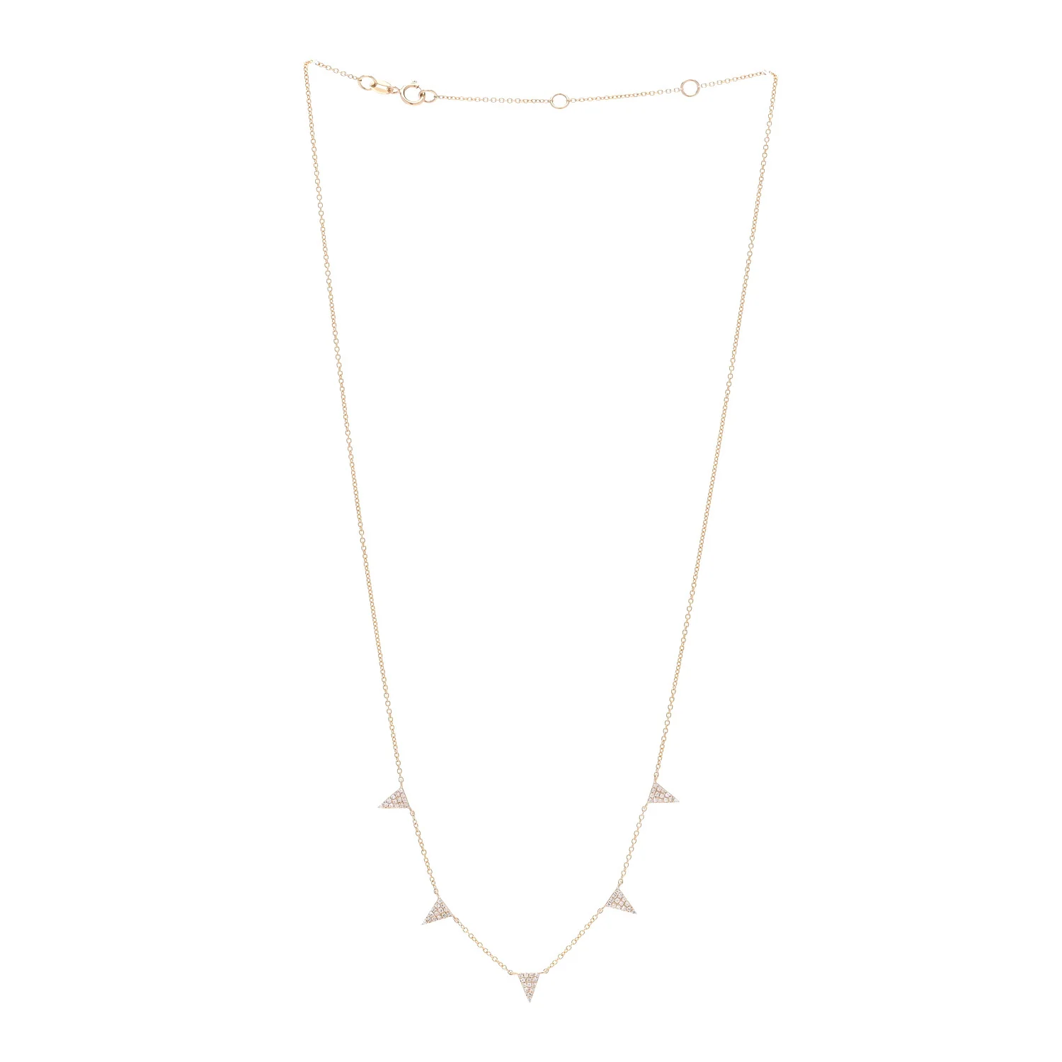 14K Rose Gold Diamond .17ctw Triangle Five Station Necklace - Image 3