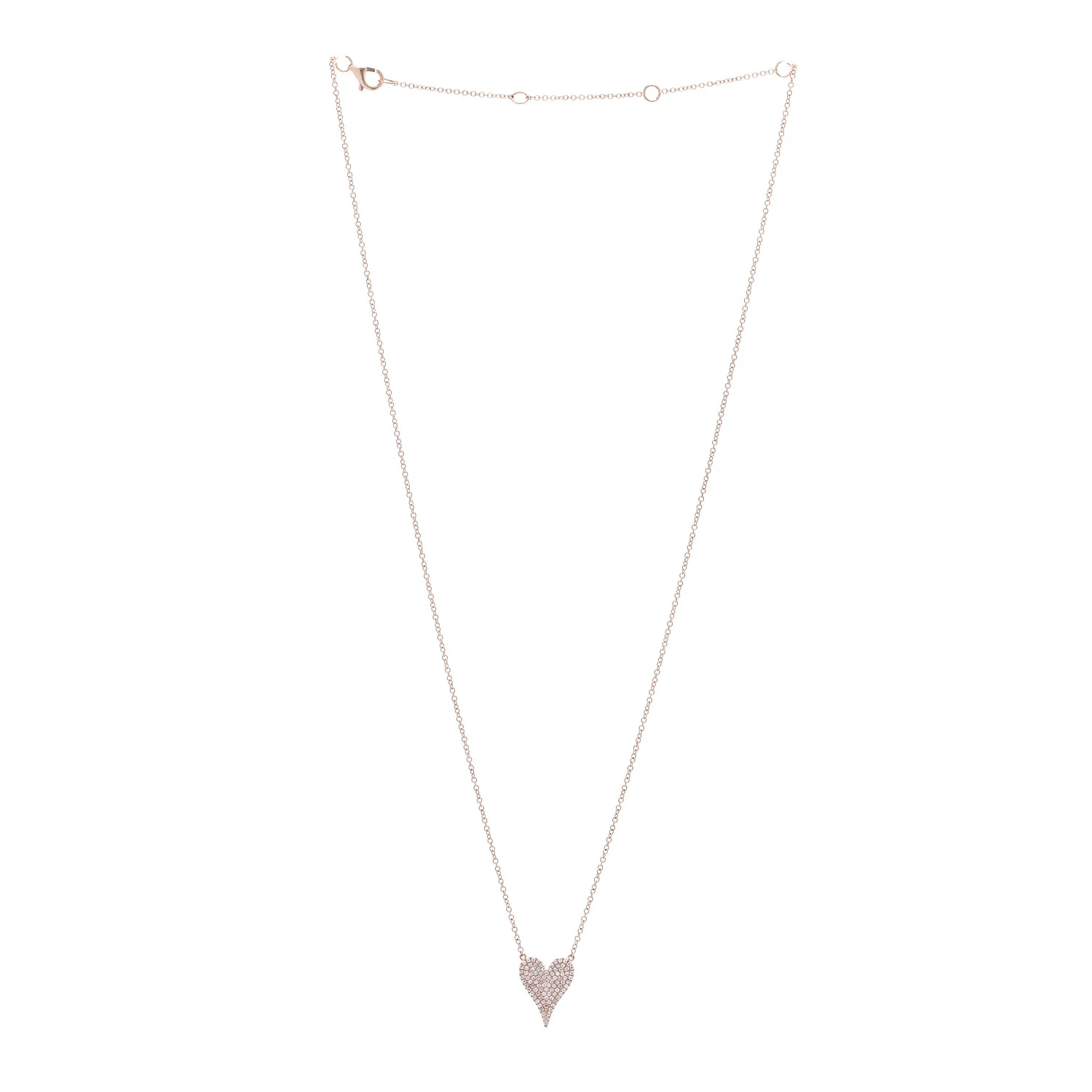 14K Rose Gold Diamond .18ctw Pave Heart Pendant Necklace - Image 3