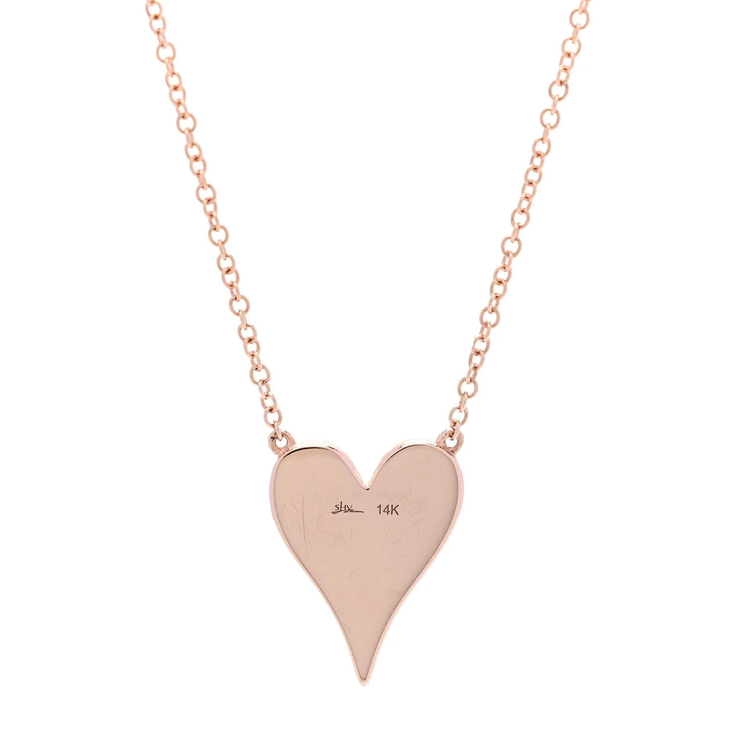 14K Rose Gold Diamond .18ctw Pave Heart Pendant Necklace - Image 4