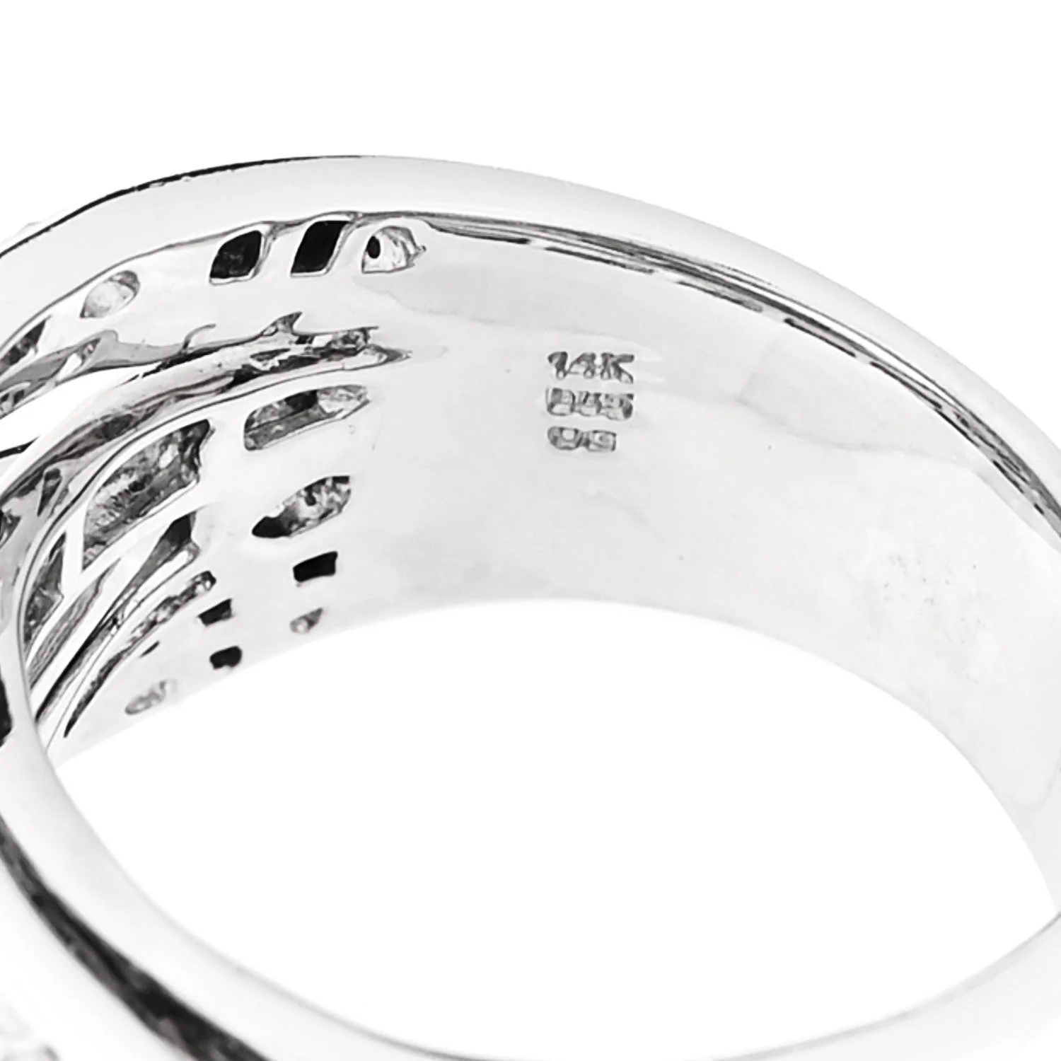 14K White Gold Diamond 1.16ctw Five Row Crossover Band Ring 56 7.5 - Image 5