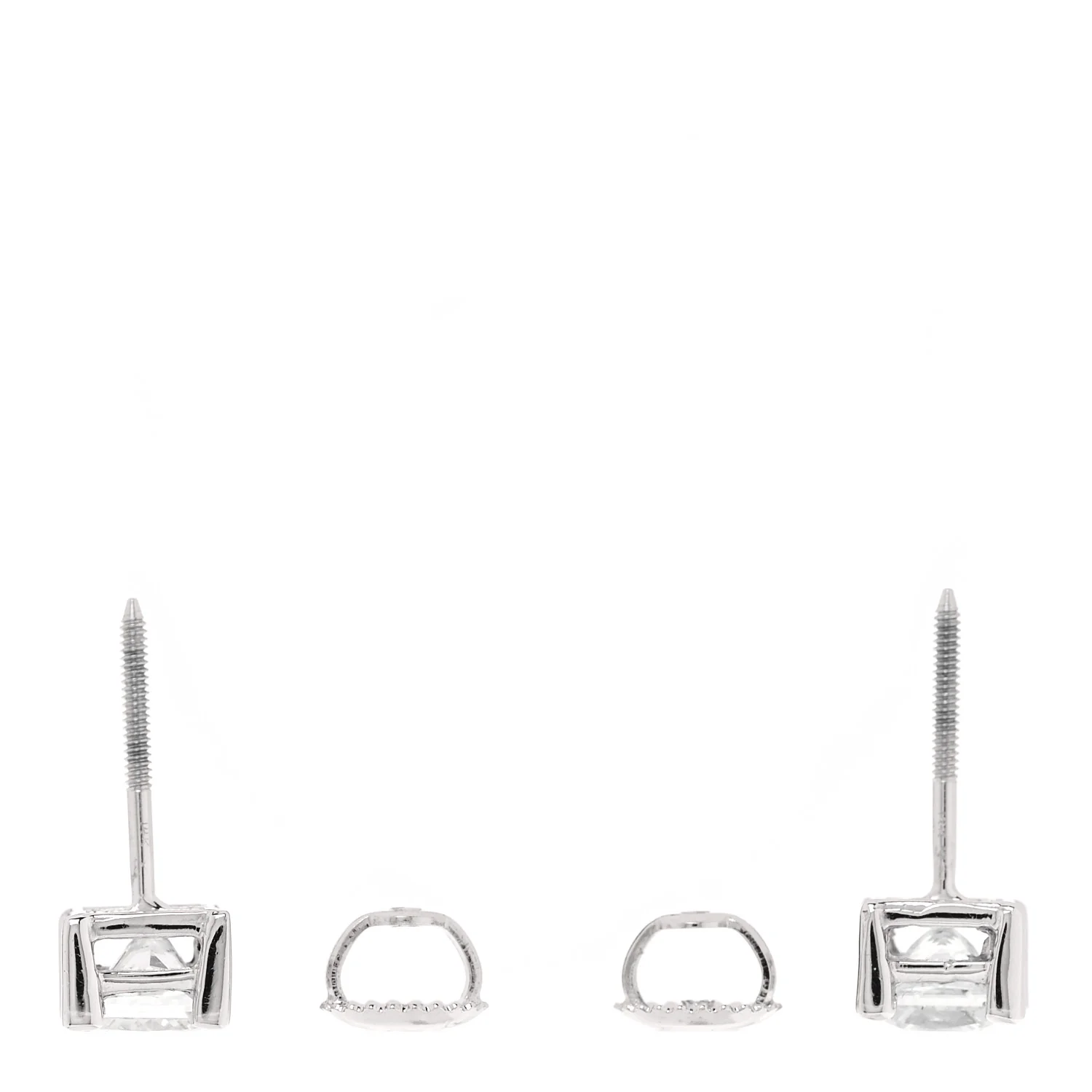 14K White Gold Diamond 1.63ct Square Cut Solitaire Earrings - Image 3