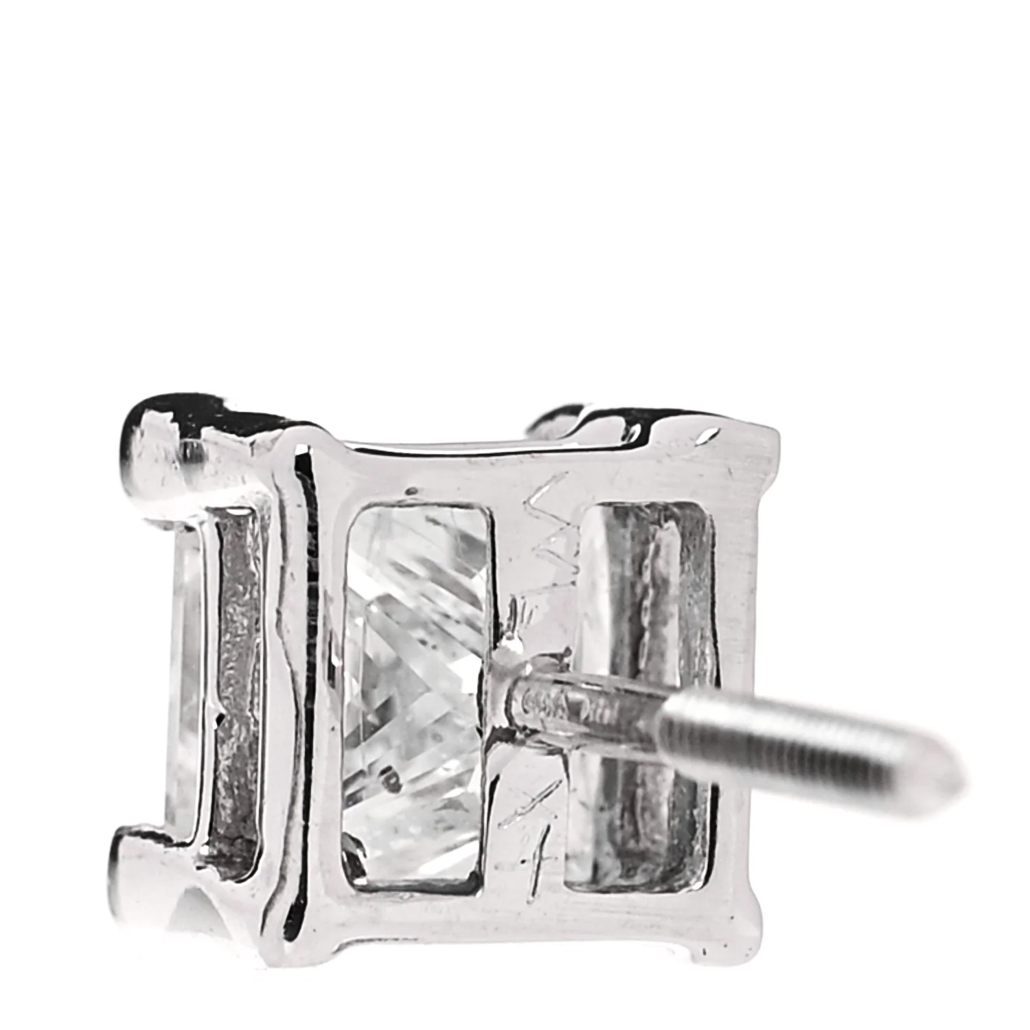 14K White Gold Diamond 1.63ct Square Cut Solitaire Earrings - Image 4