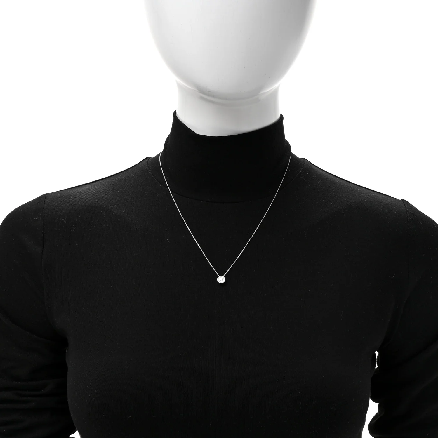 14K White Gold Diamond .17ctw Round Pave Pendant Necklace - Image 2