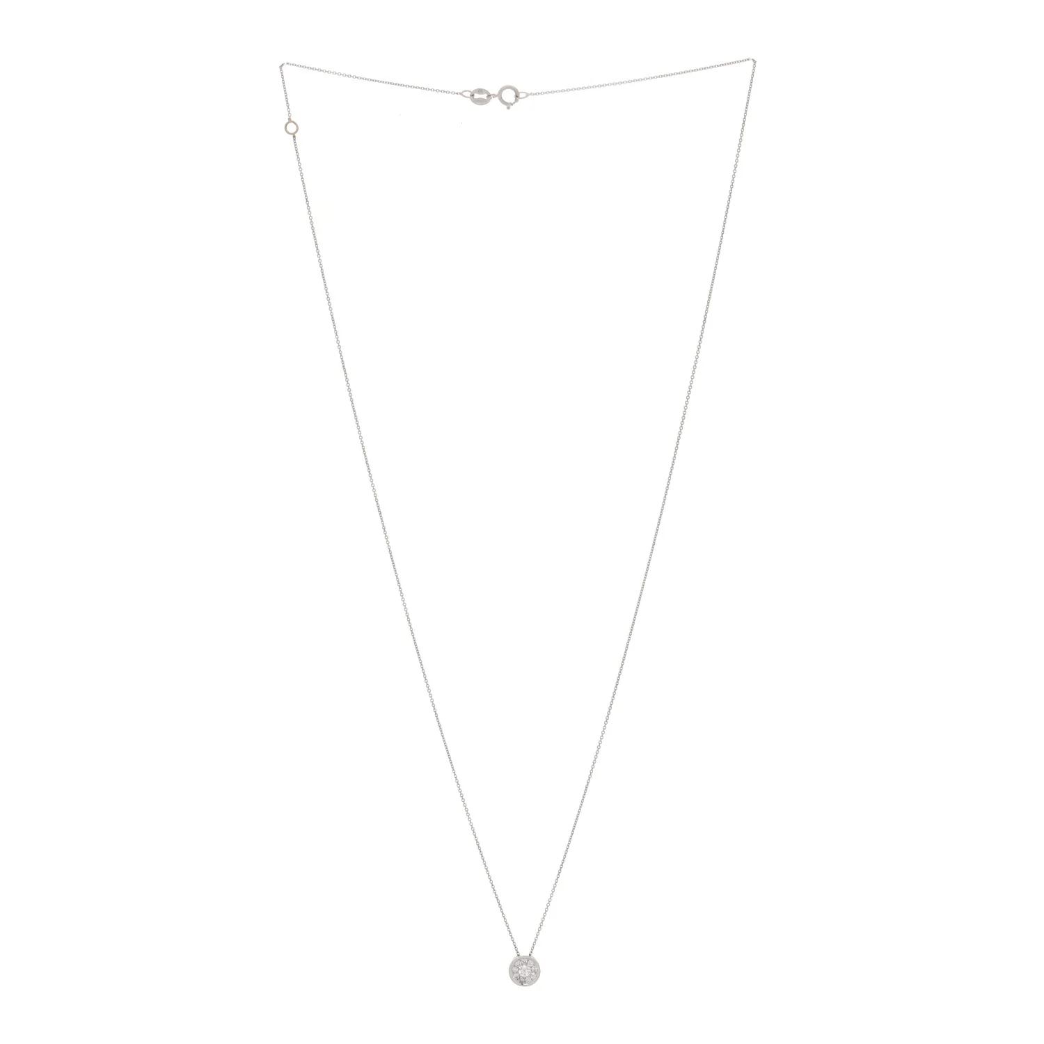 14K White Gold Diamond .17ctw Round Pave Pendant Necklace - Image 3