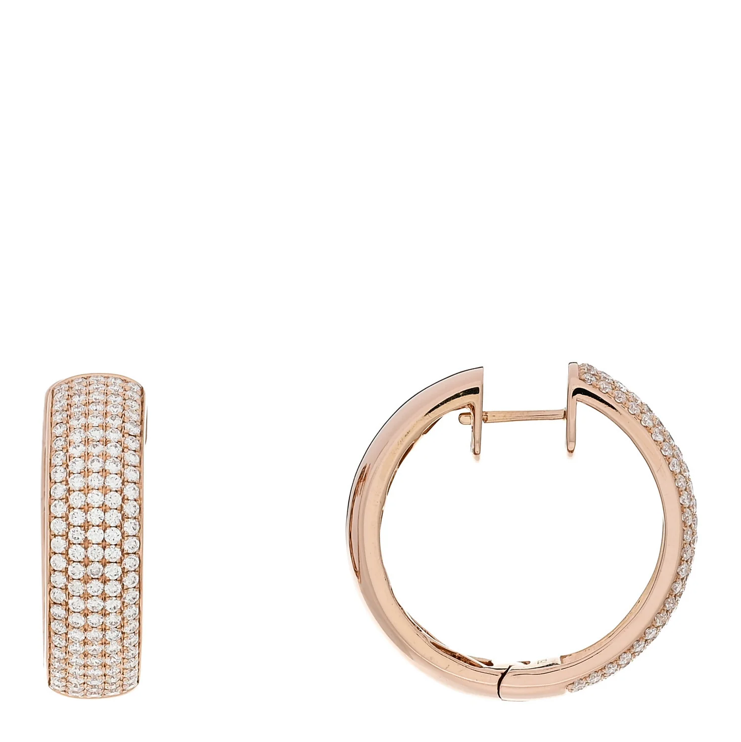 18K Rose Gold Diamond 2.25ctw Pave Hoop Earrings