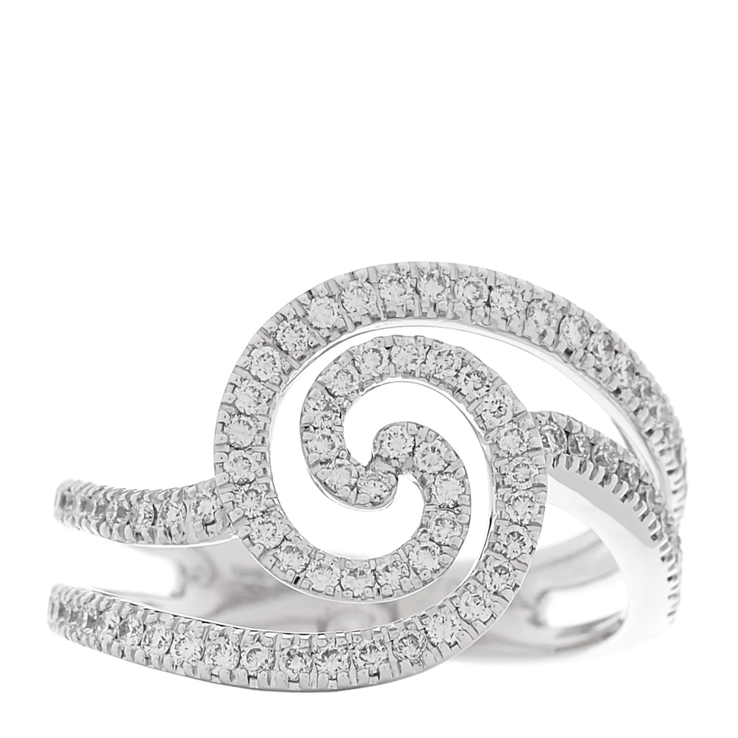 18K White Gold Diamond 1.20ctw Swirl Ring 61 9.5