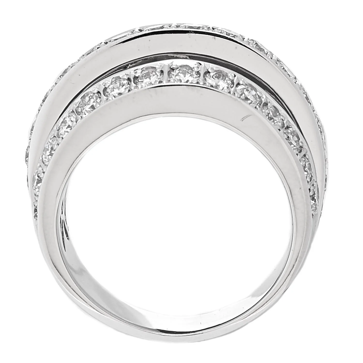 18K White Gold Diamond 2.45ctw Three-Row Ring 56 7.5 - Image 5