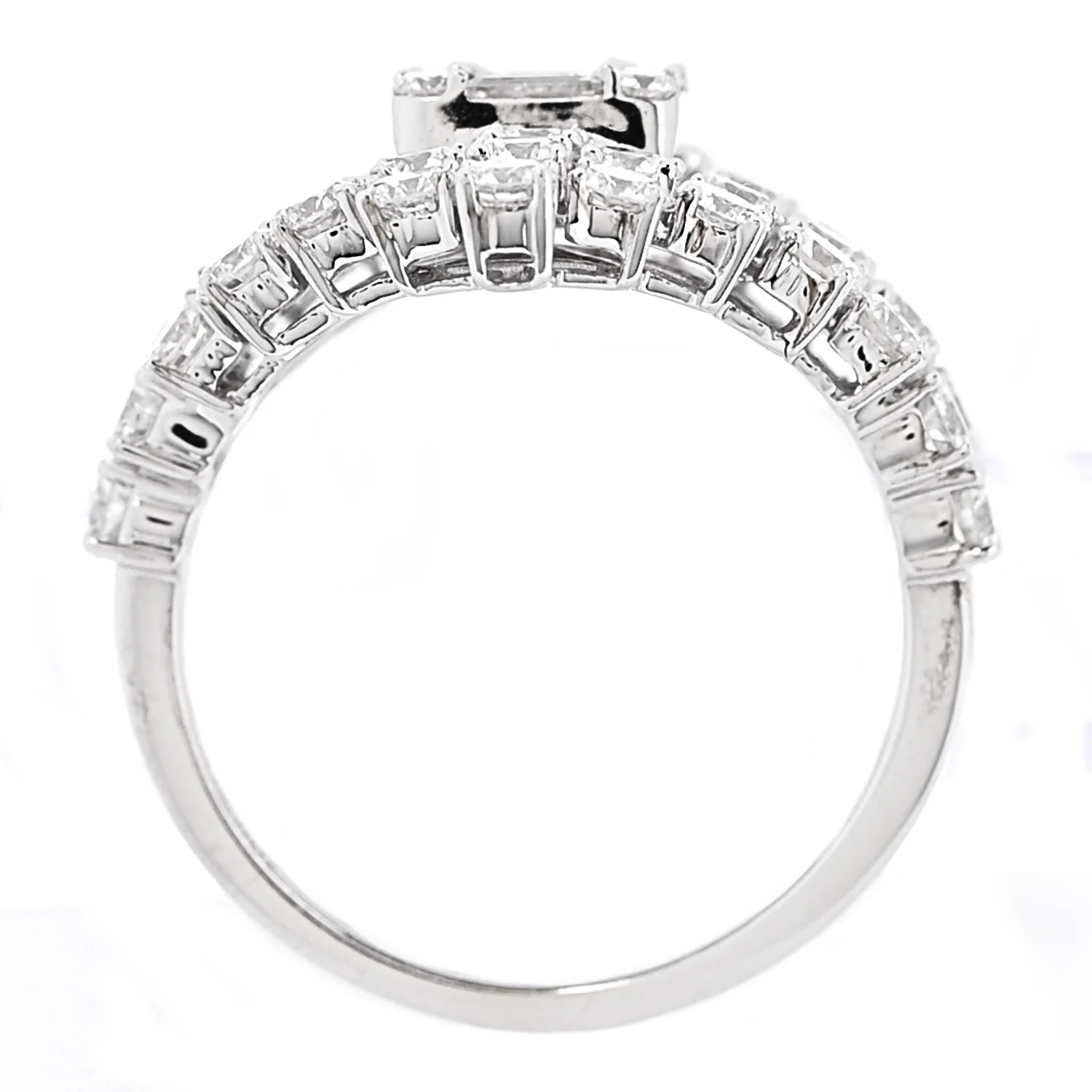 18K White Gold Diamond 2.95ctw Round Baguette Cut Cocktail Ring 53 6.5 - Image 5