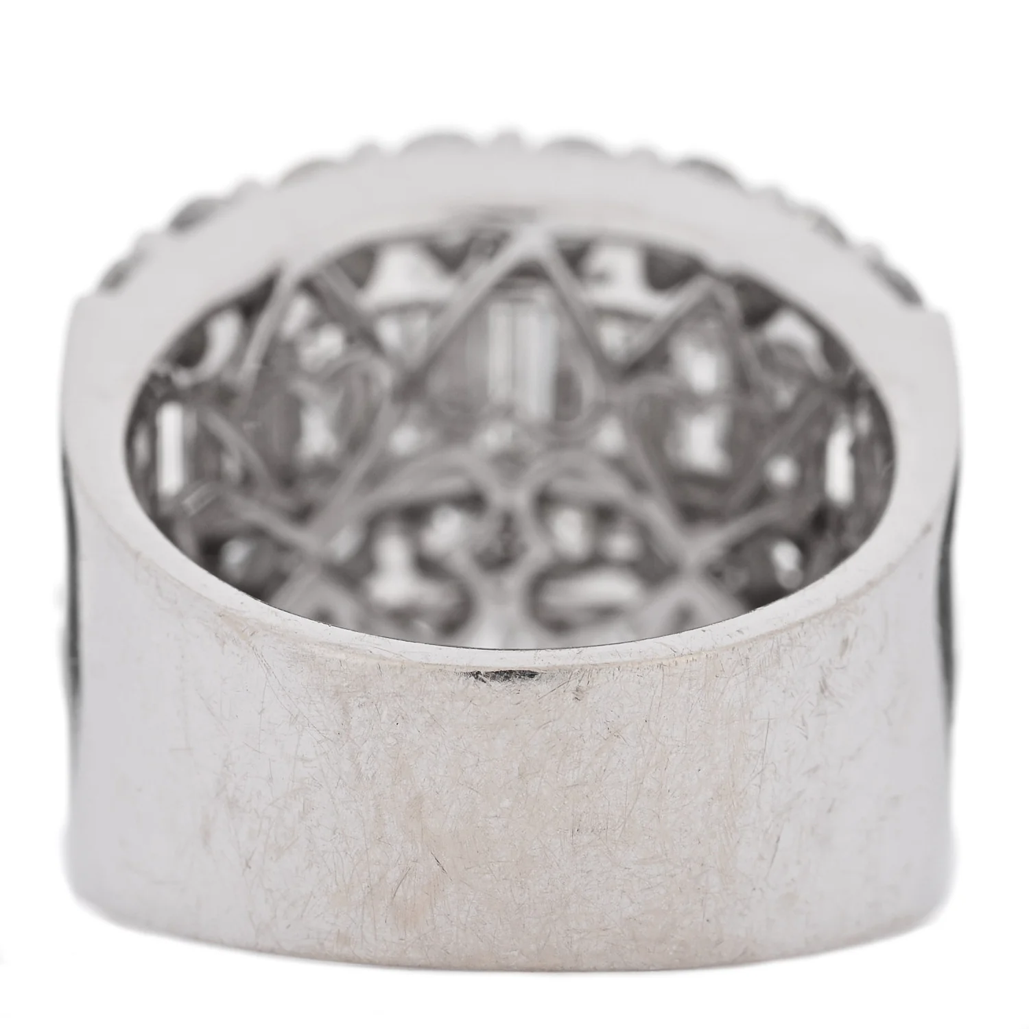 18K White Gold Diamond 4.12ctw Round Baguette Cut Five Row Band Ring 53 6.5 - Image 4