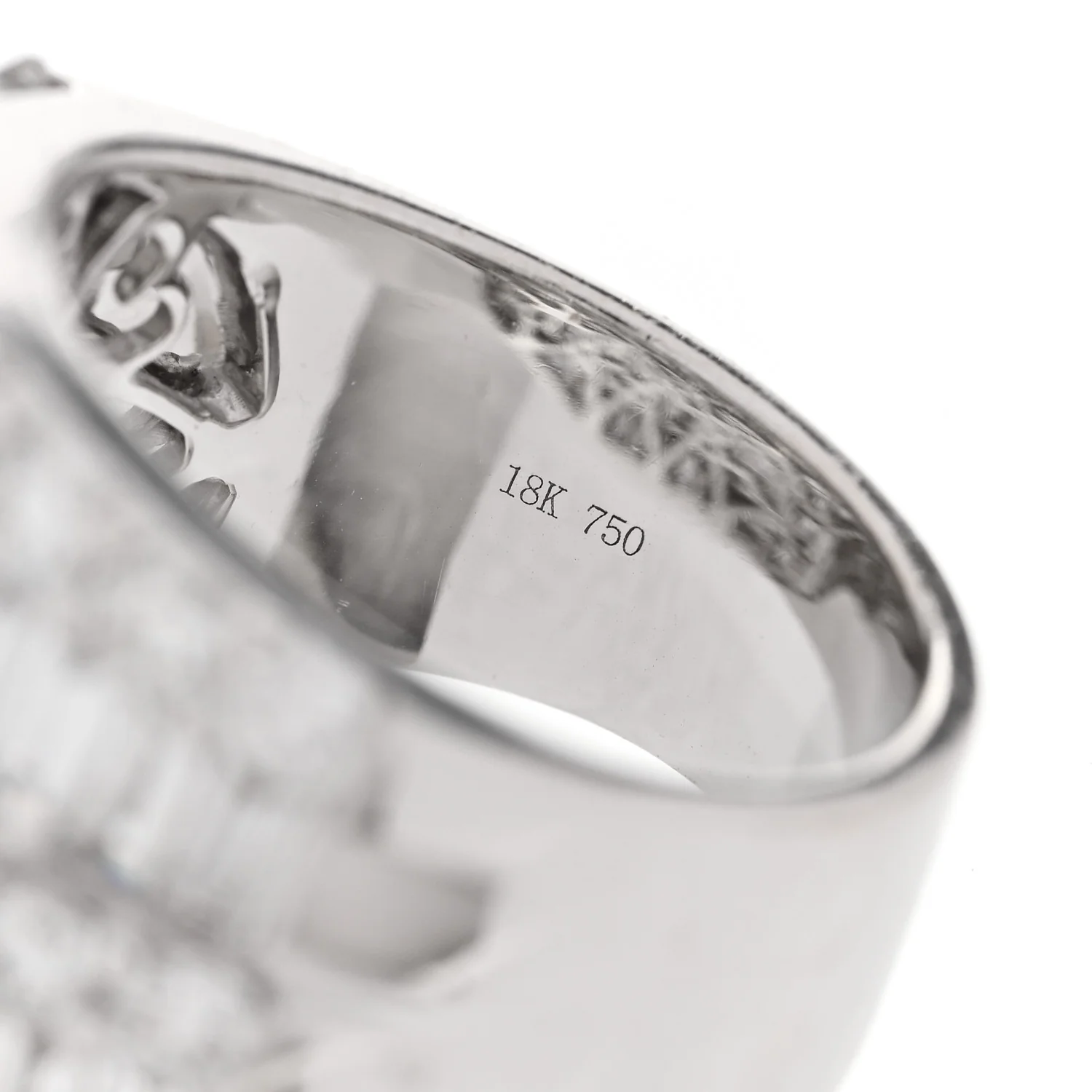 18K White Gold Diamond 4.12ctw Round Baguette Cut Five Row Band Ring 53 6.5 - Image 5