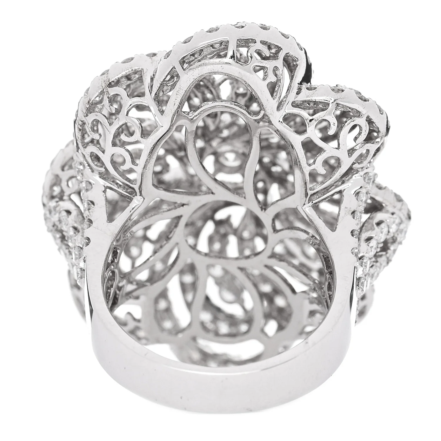 18K White Gold Diamond 5.85ctw Flower Cocktail Ring 54 7 - Image 3