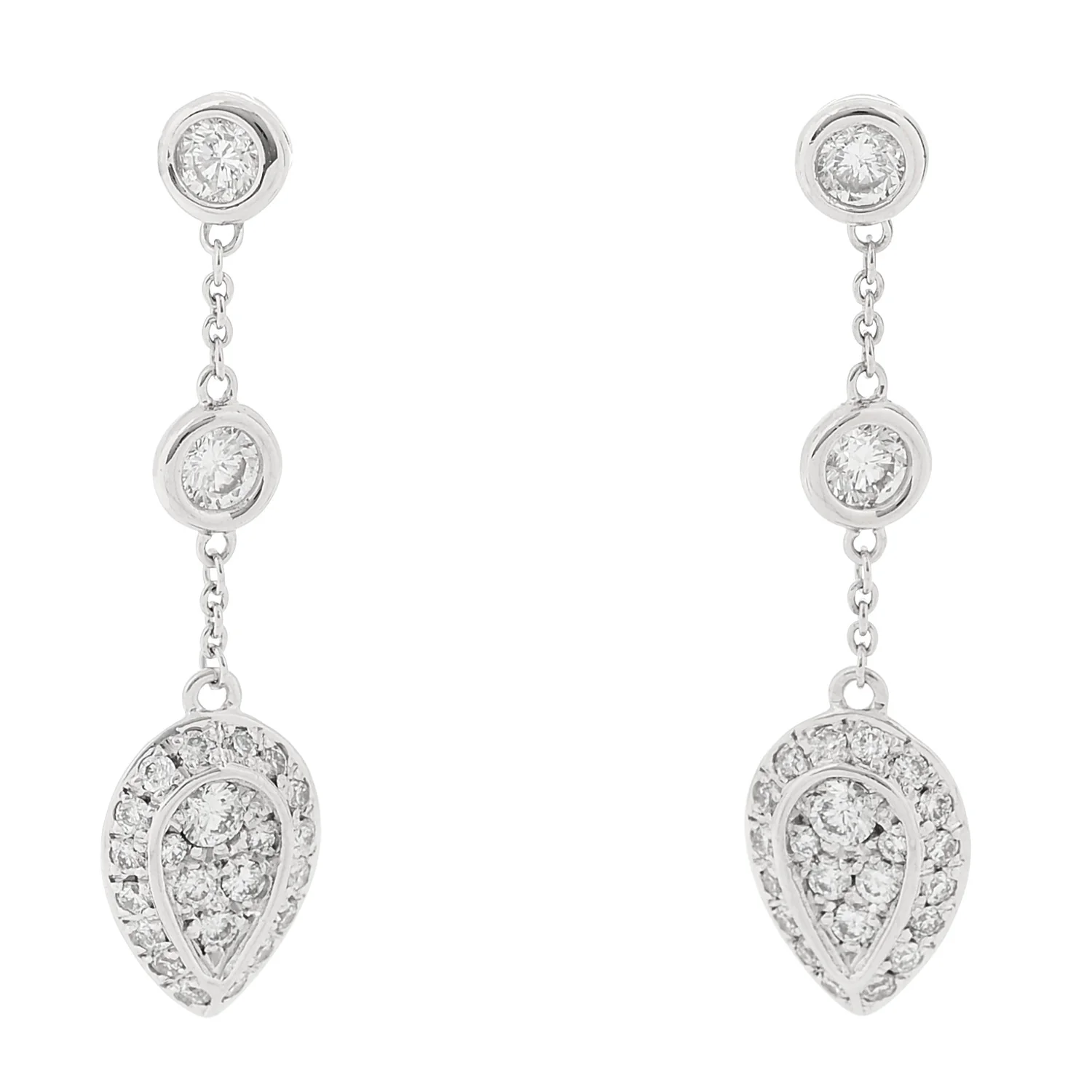 18K White Gold Diamond .80ctw Drop Earrings