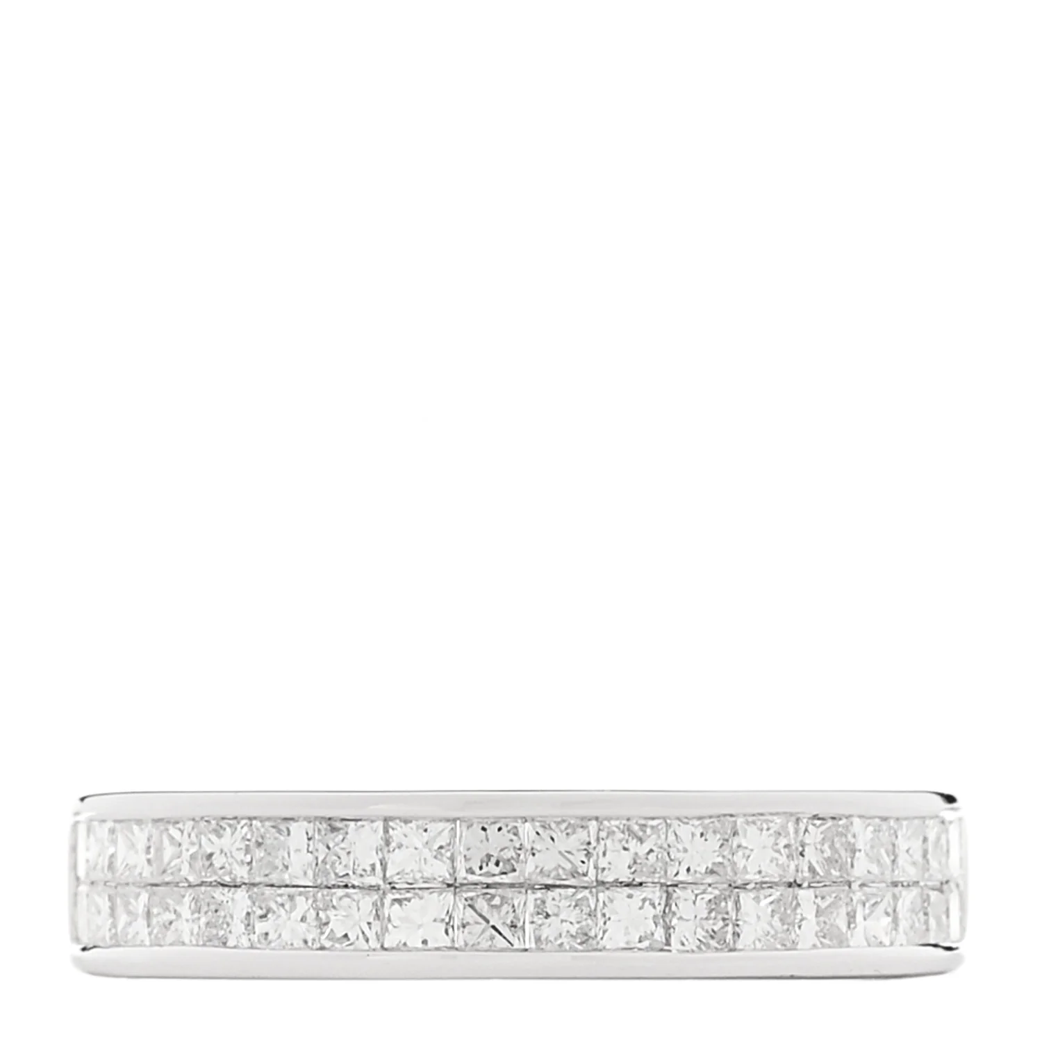 18K White Gold Diamond .80ctw Princess Cut Half Eternity Band Ring 52 6