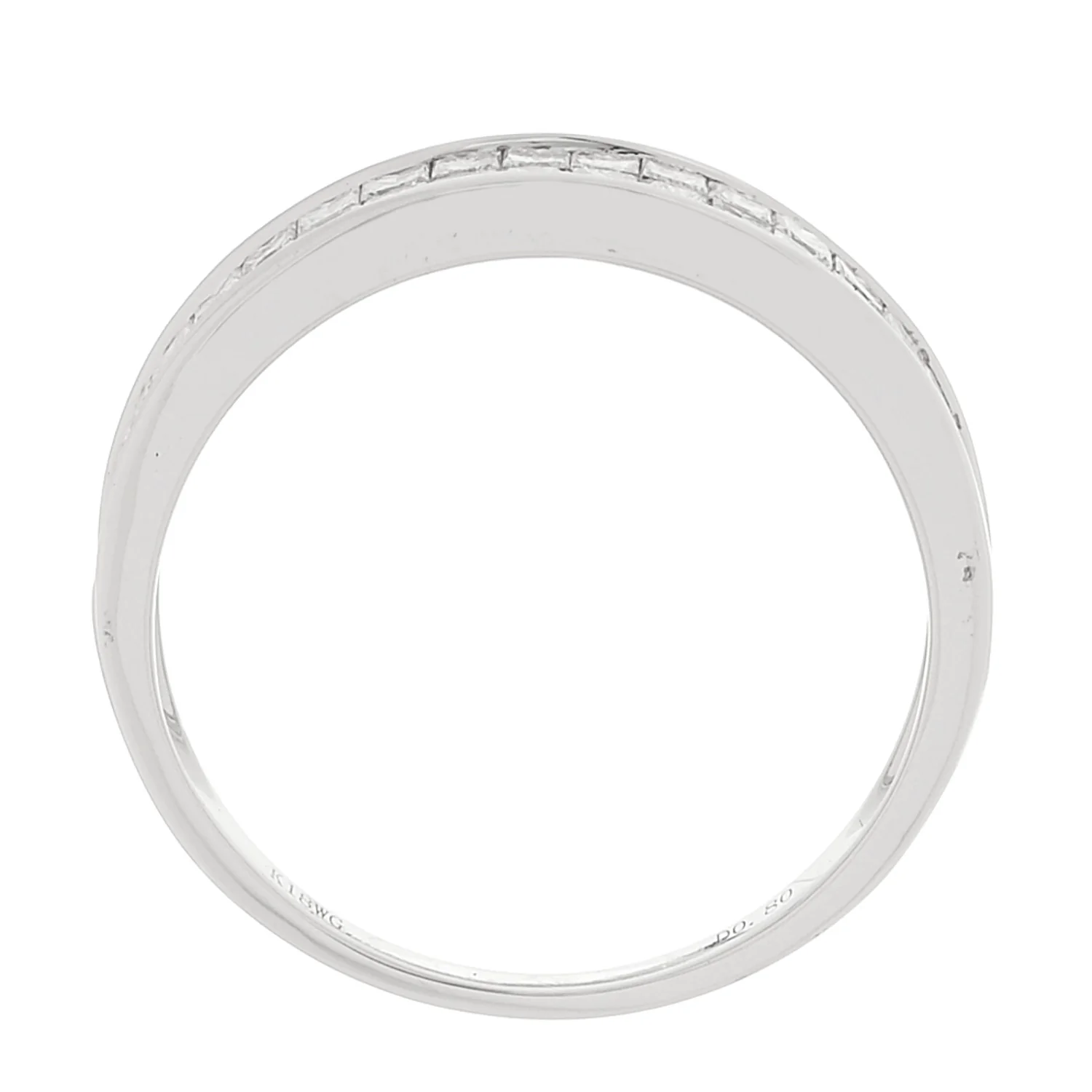 18K White Gold Diamond .80ctw Princess Cut Half Eternity Band Ring 52 6 - Image 5
