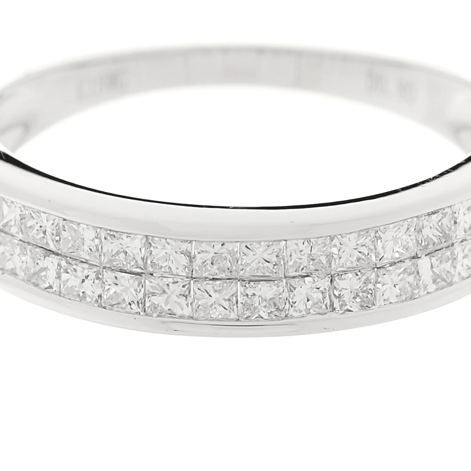 18K White Gold Diamond .80ctw Princess Cut Half Eternity Band Ring 52 6 - Image 7