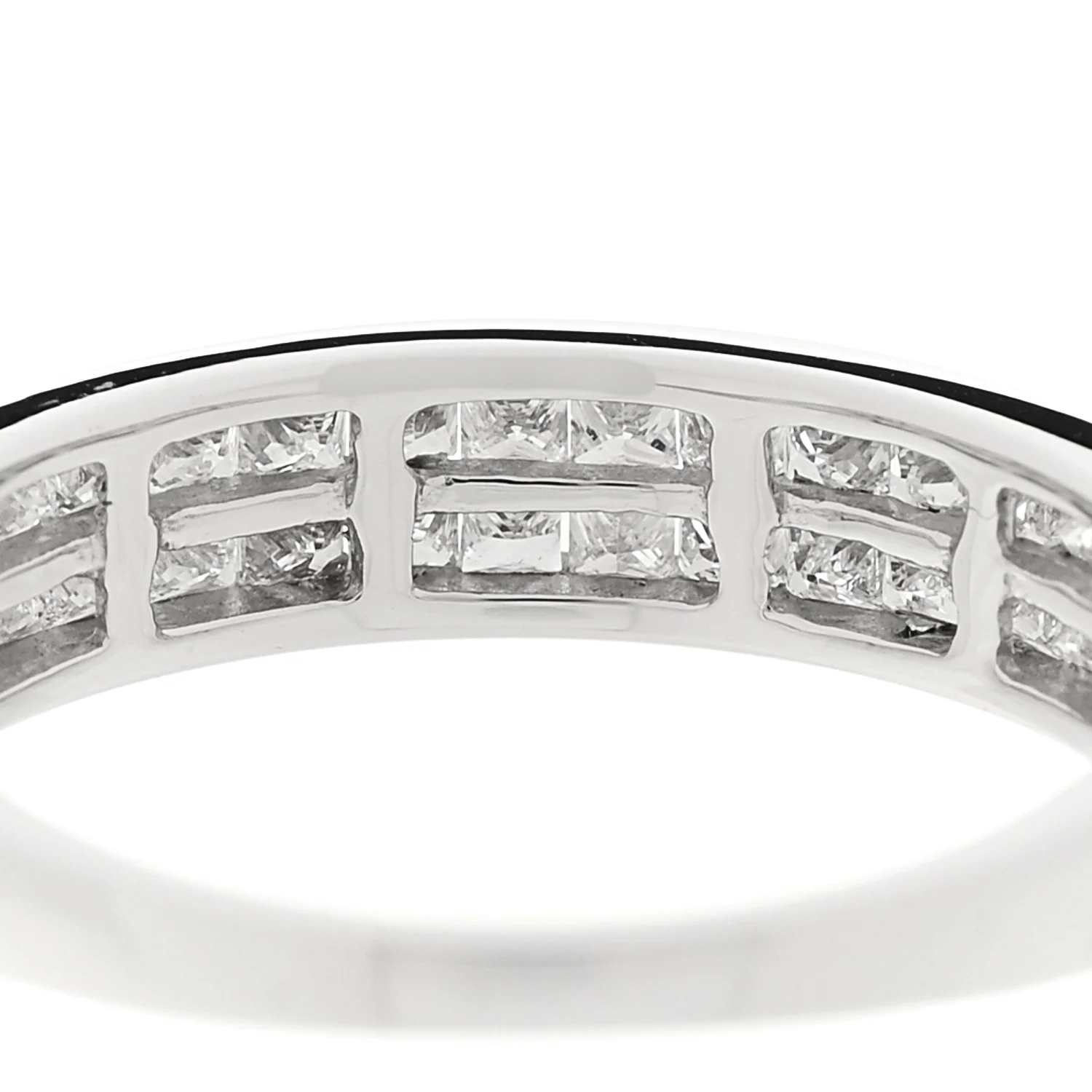 18K White Gold Diamond .80ctw Princess Cut Half Eternity Band Ring 52 6 - Image 8