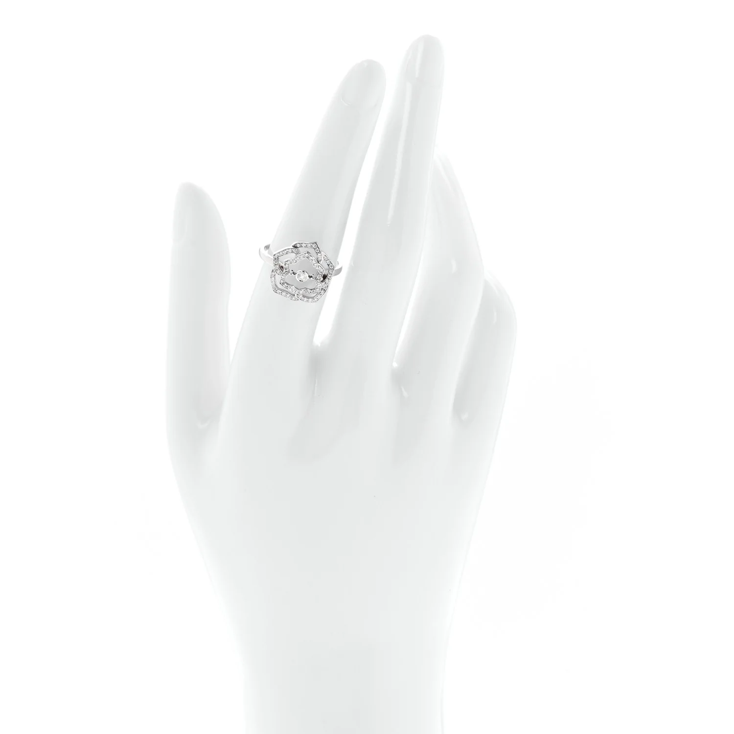 18K White Gold Diamond .24ct Rose Ring 55 7.25 - Image 2