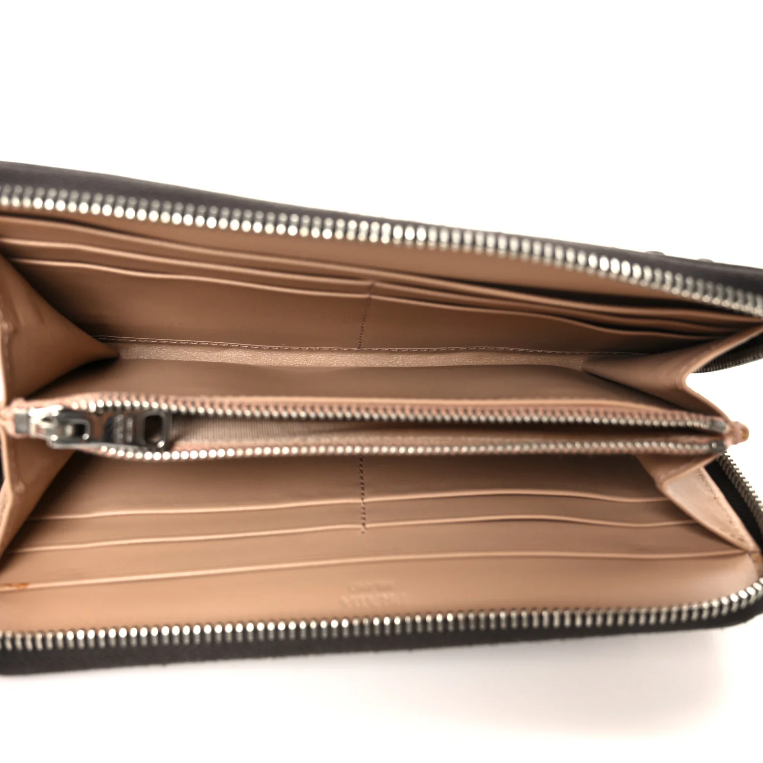 Aged Calfskin Grommet Crystal Studded Zip Around Wallet Ebano - Image 5