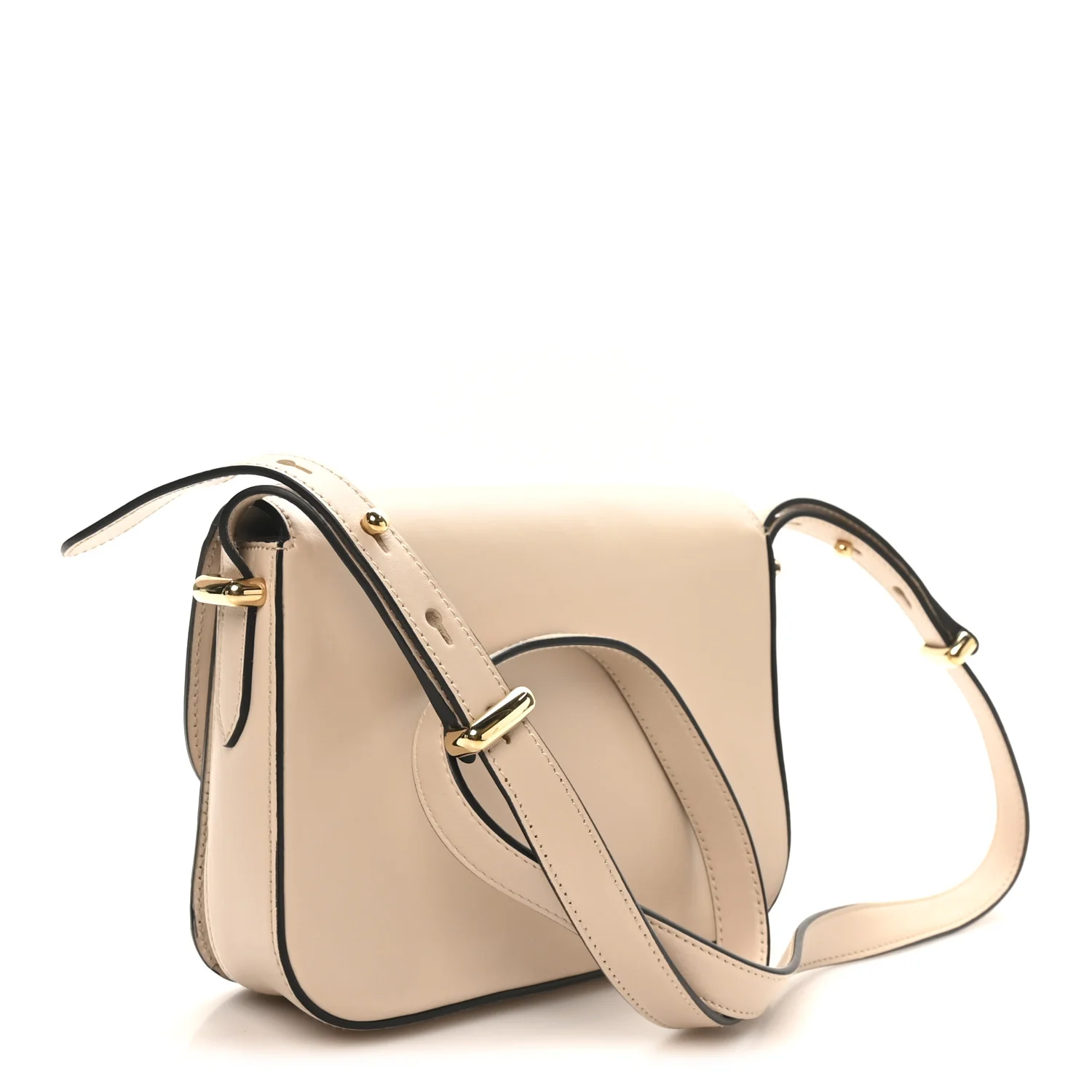Box Calfskin Triangle Embleme Flap Shoulder Bag Sabbia - Image 3