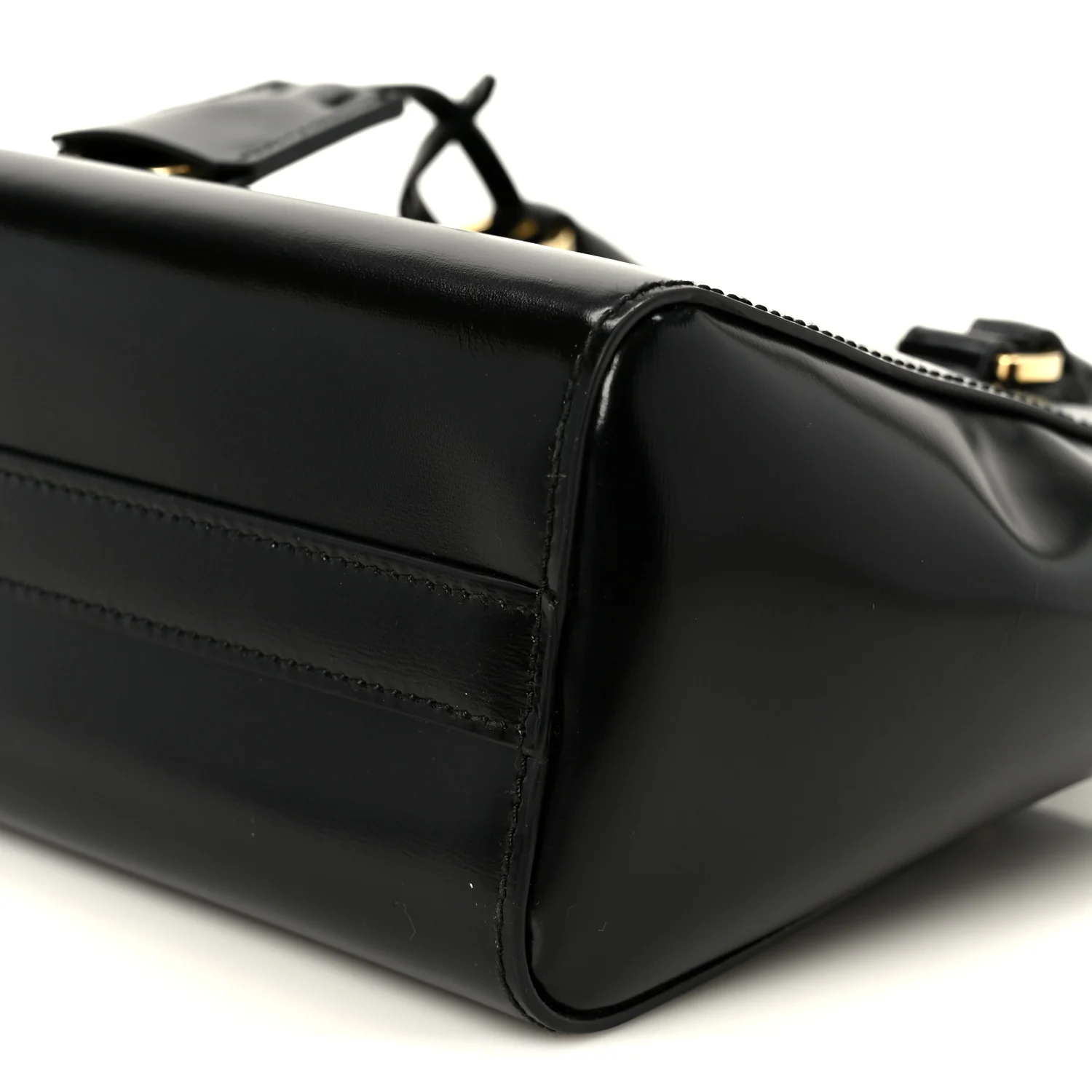 Brushed Calfskin Mini Zippered Crossbody Tote Black - Image 10