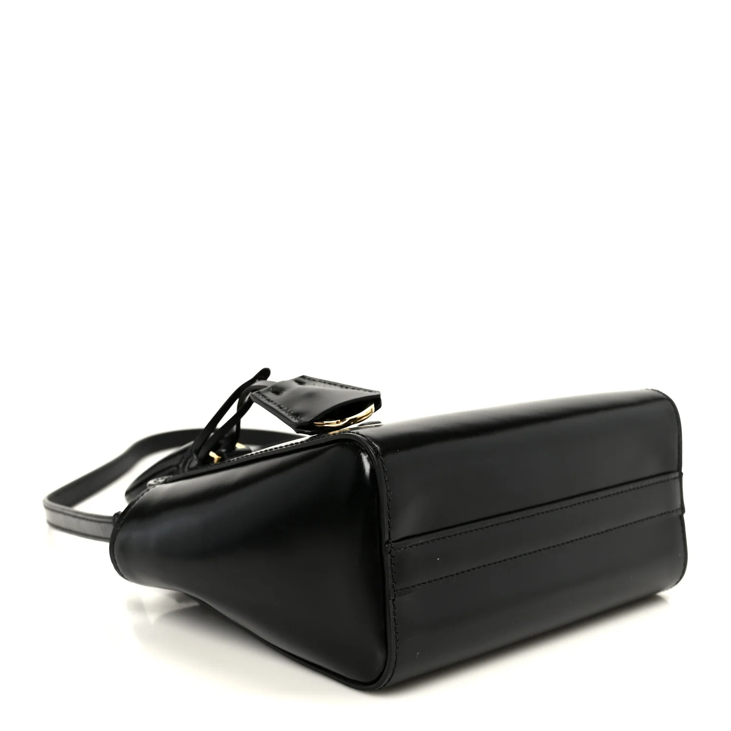 Brushed Calfskin Mini Zippered Crossbody Tote Black - Image 4