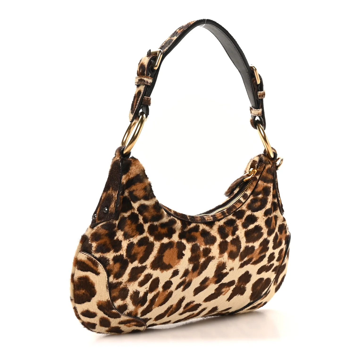 Calf Hair Leopard Print Shoulder Bag Avorio - Image 3