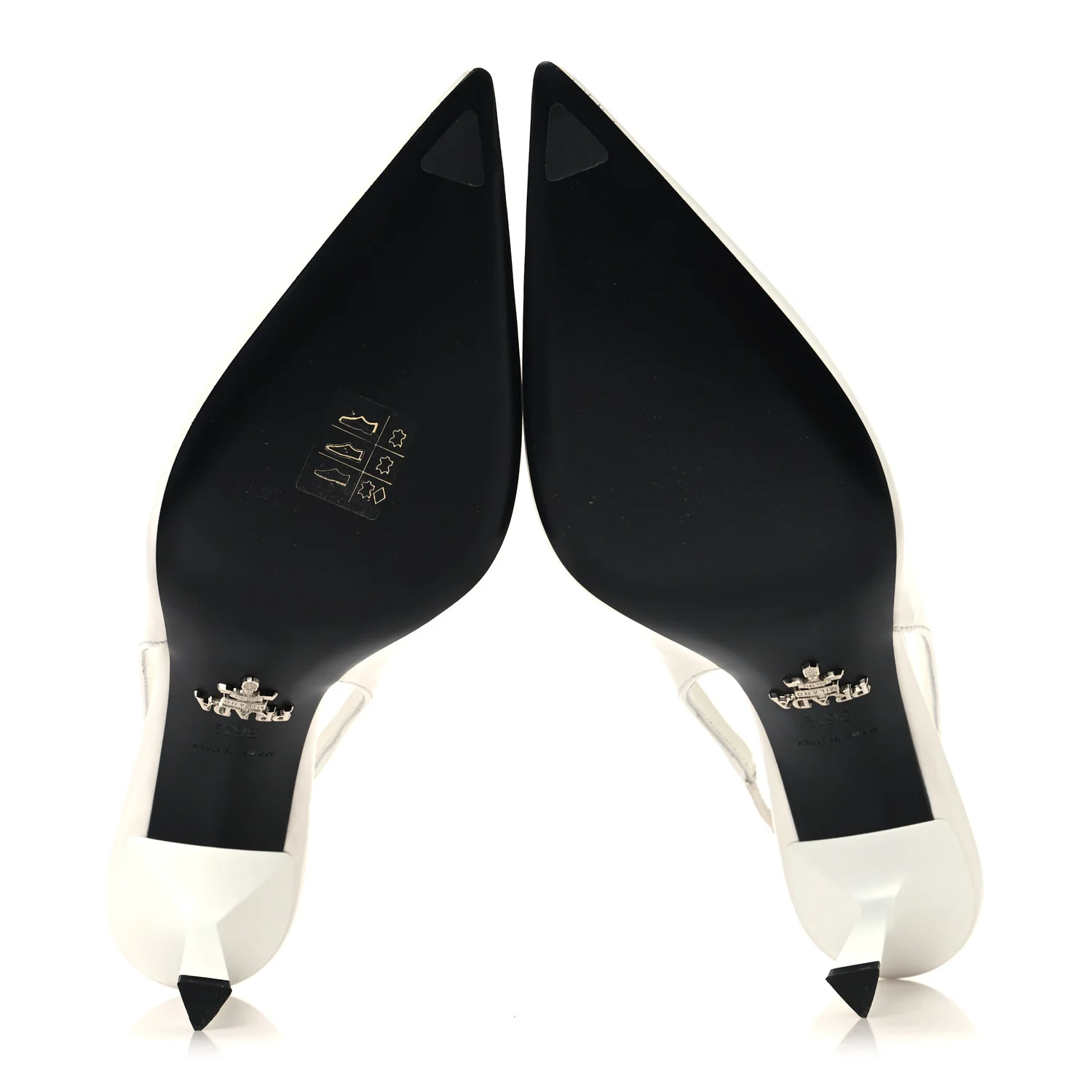 Calfskin Triangle Logo Pointed Toe 75mm Slingback Pumps 36.5 White - Image 6