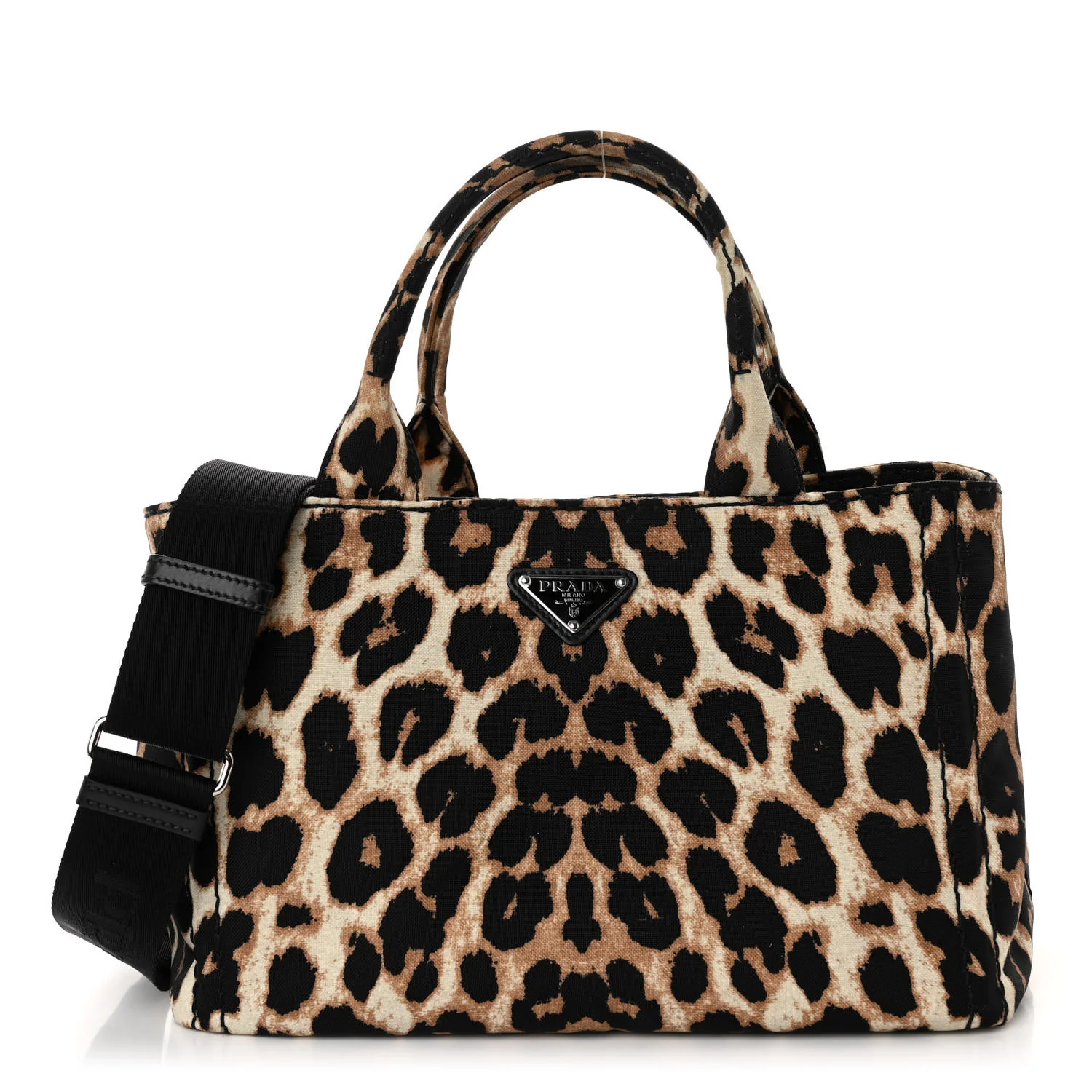 Canapa Stampada Leopard Small Tote Avorio