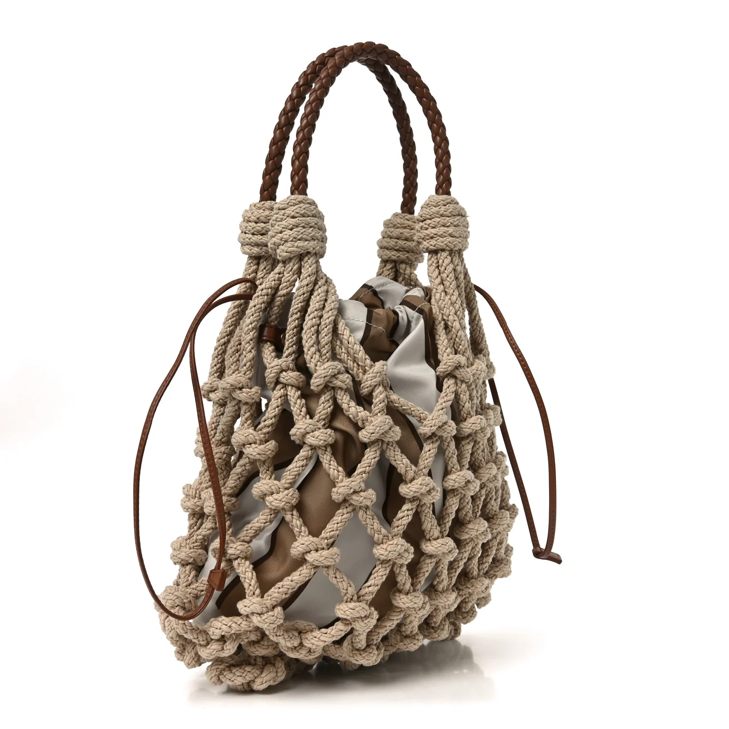 Cotton Macrame Noue Medium Bag Cord Camel Beige - Image 3