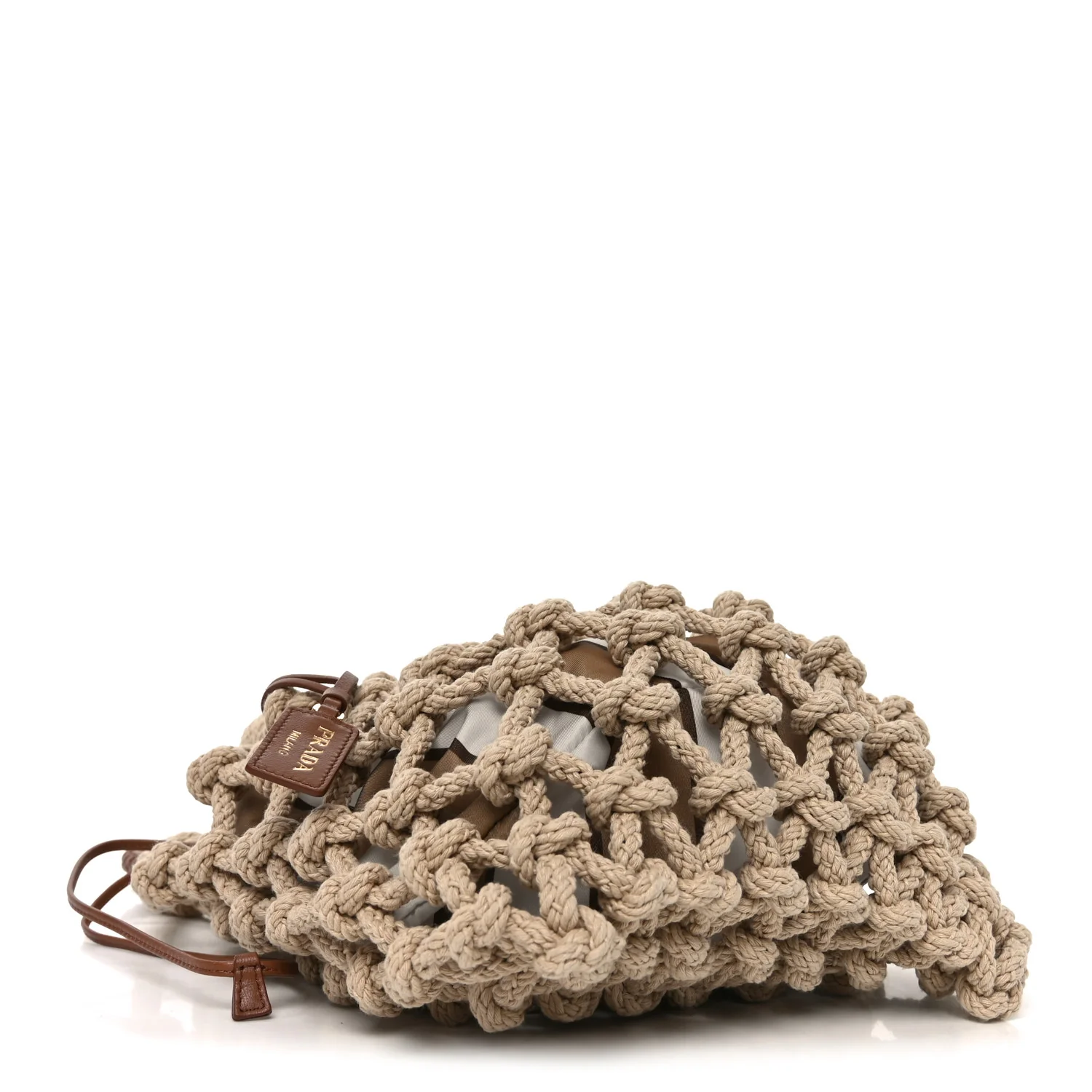 Cotton Macrame Noue Medium Bag Cord Camel Beige - Image 4