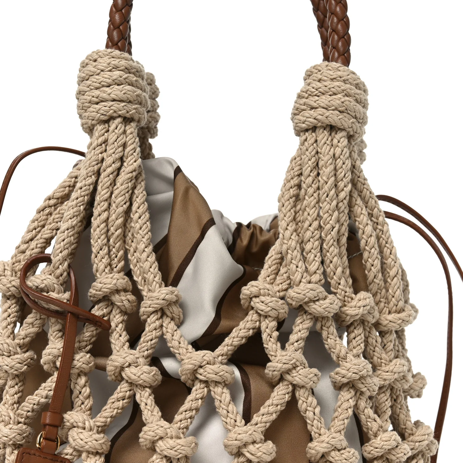 Cotton Macrame Noue Medium Bag Cord Camel Beige - Image 7