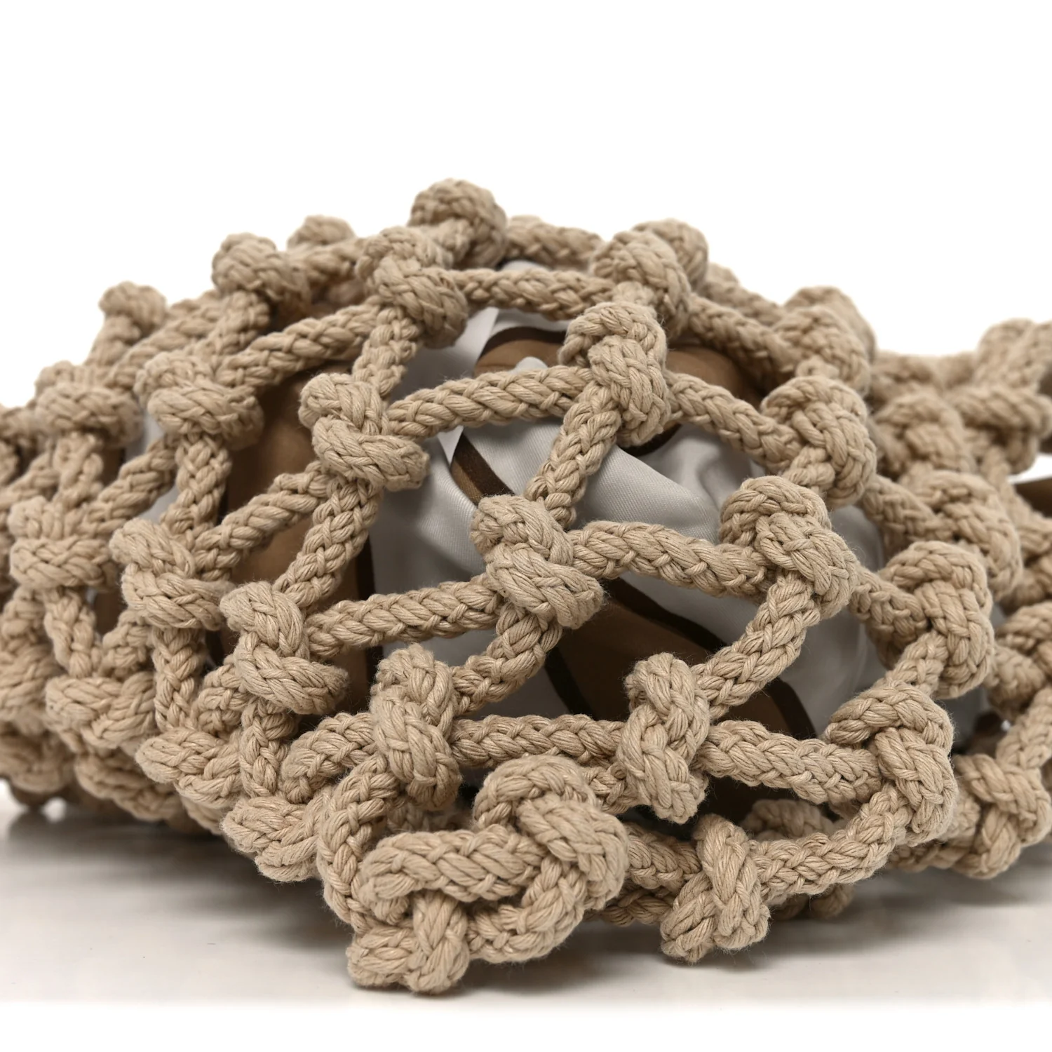 Cotton Macrame Noue Medium Bag Cord Camel Beige - Image 9