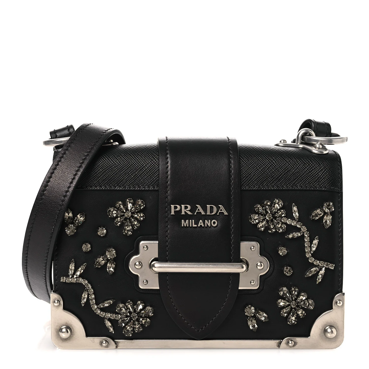Crystal City Calf Saffiano Cahier Shoulder Bag Black