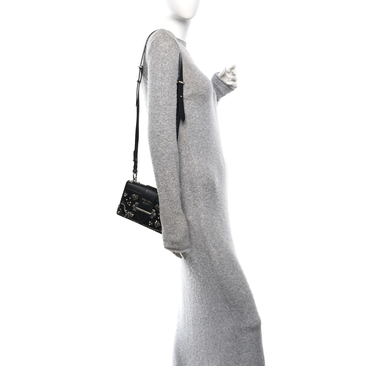 Crystal City Calf Saffiano Cahier Shoulder Bag Black - Image 2