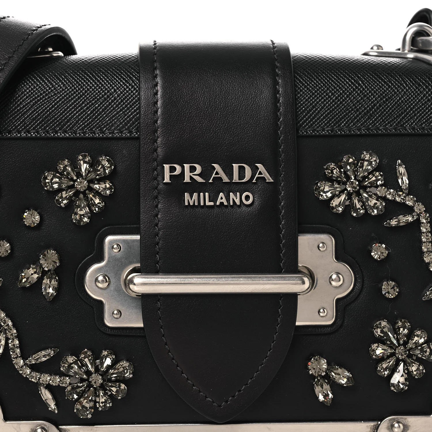Crystal City Calf Saffiano Cahier Shoulder Bag Black - Image 8
