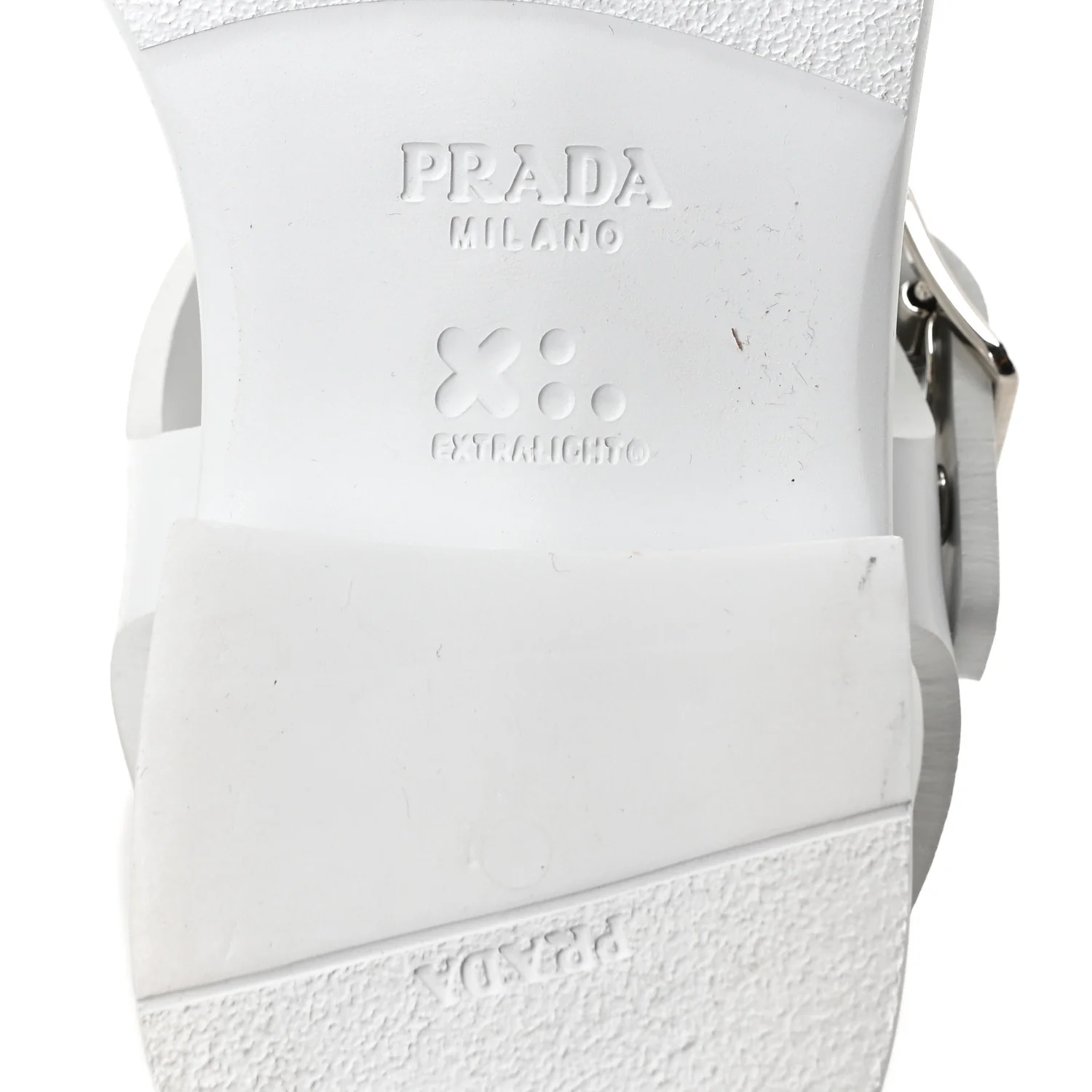 Foam Rubber Metal Triangle Logo 50mm Cage Sandals 39 White - Image 7