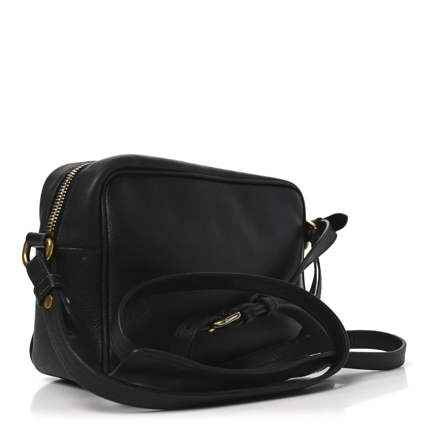 Glace Calfskin Embossed Logo Crossbody Black - Image 3
