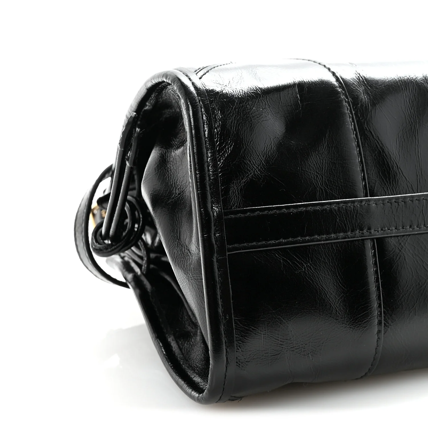 Glossy Calfskin Triangle Medium Bonnie Shoulder Bag Black - Image 8