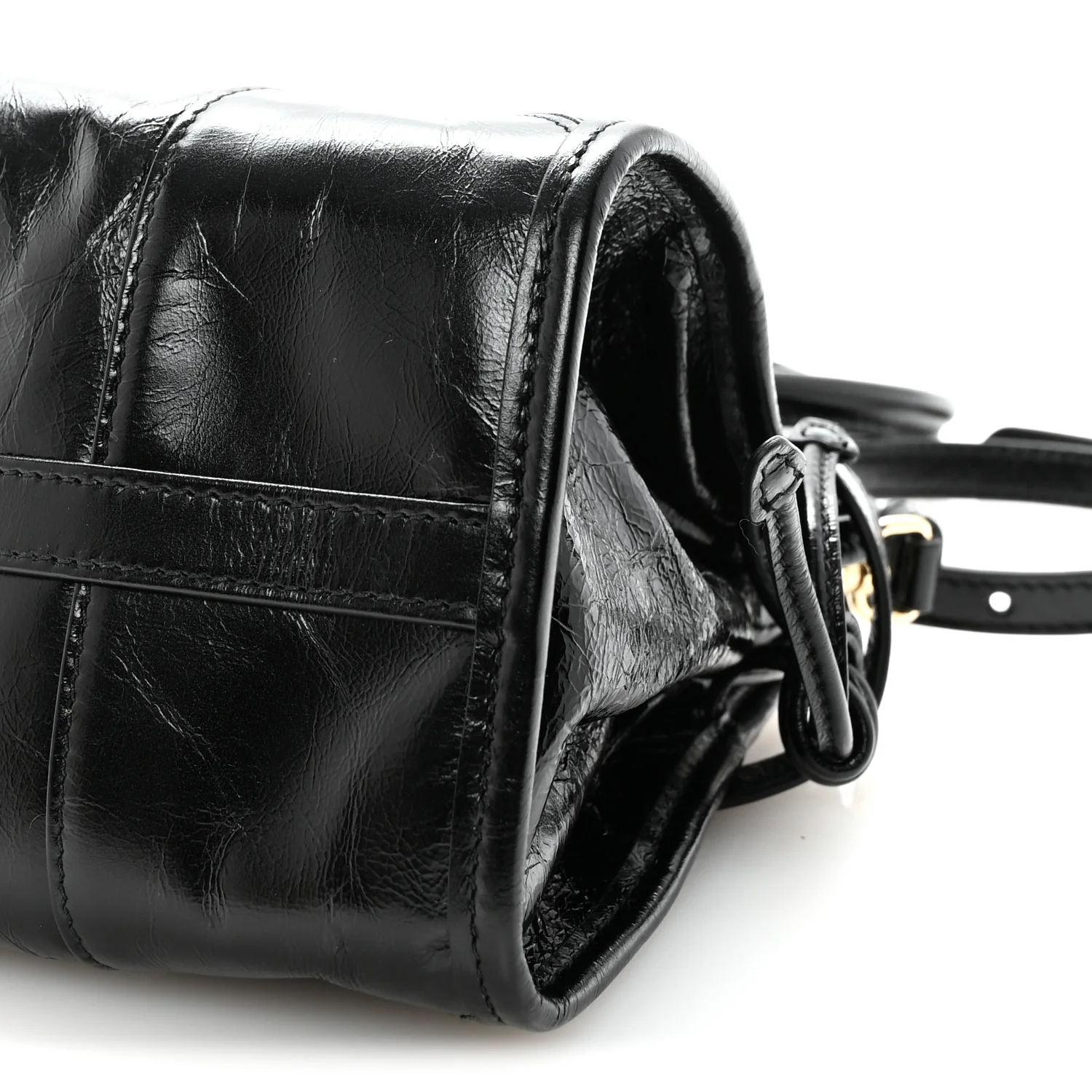 Glossy Calfskin Triangle Medium Bonnie Shoulder Bag Black - Image 9